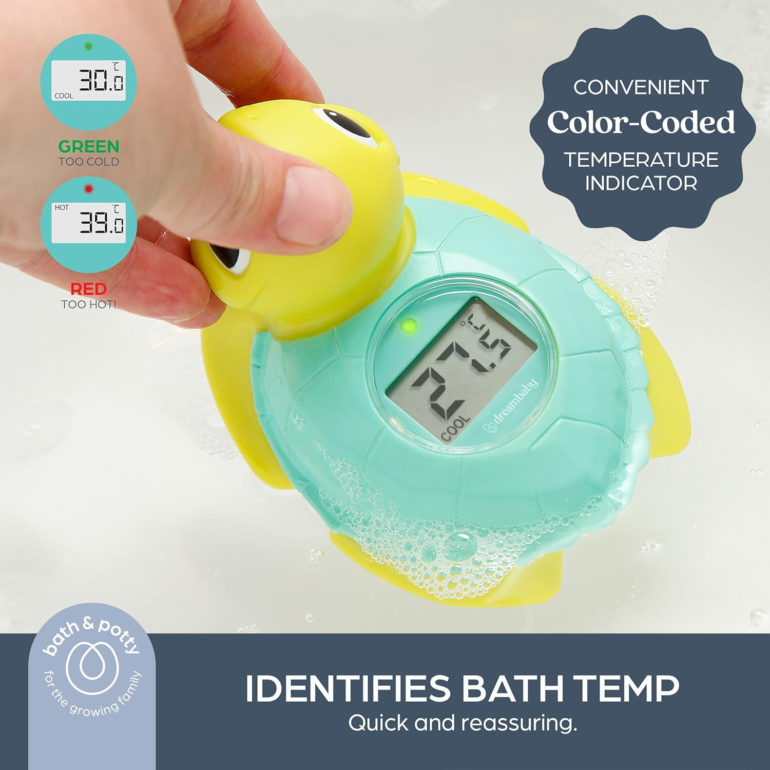 Dreambaby Turtle Baby Bath Thermometer - Instant Read Digital Thermometer for Water and Room Temperature - Floating Baby Bath Toy image number 6