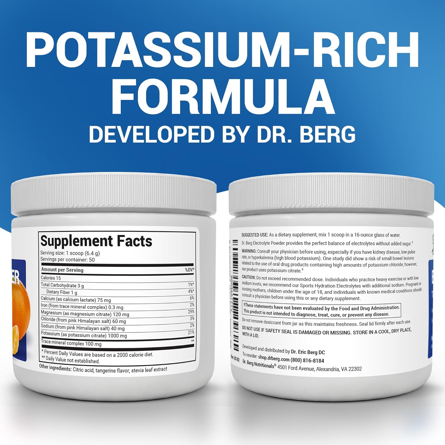DR. BERG NUTRITIONALS Original Keto Electrolytes Powder (50 Servings) - Zero Artificial Ingredients - Sugar Free Electrolyte Powder - No Maltodextrin - Hydration Powder - Tangerine 1
