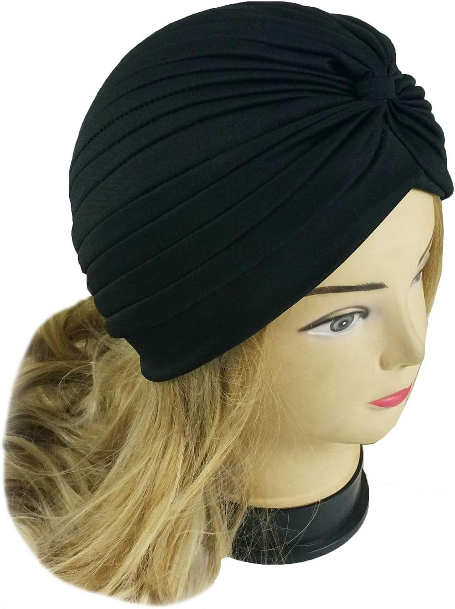 XERU 5 Women Stretchy Turban Chemo Cap Bennie Head Wrap Headwear - 5 Dk image number 7