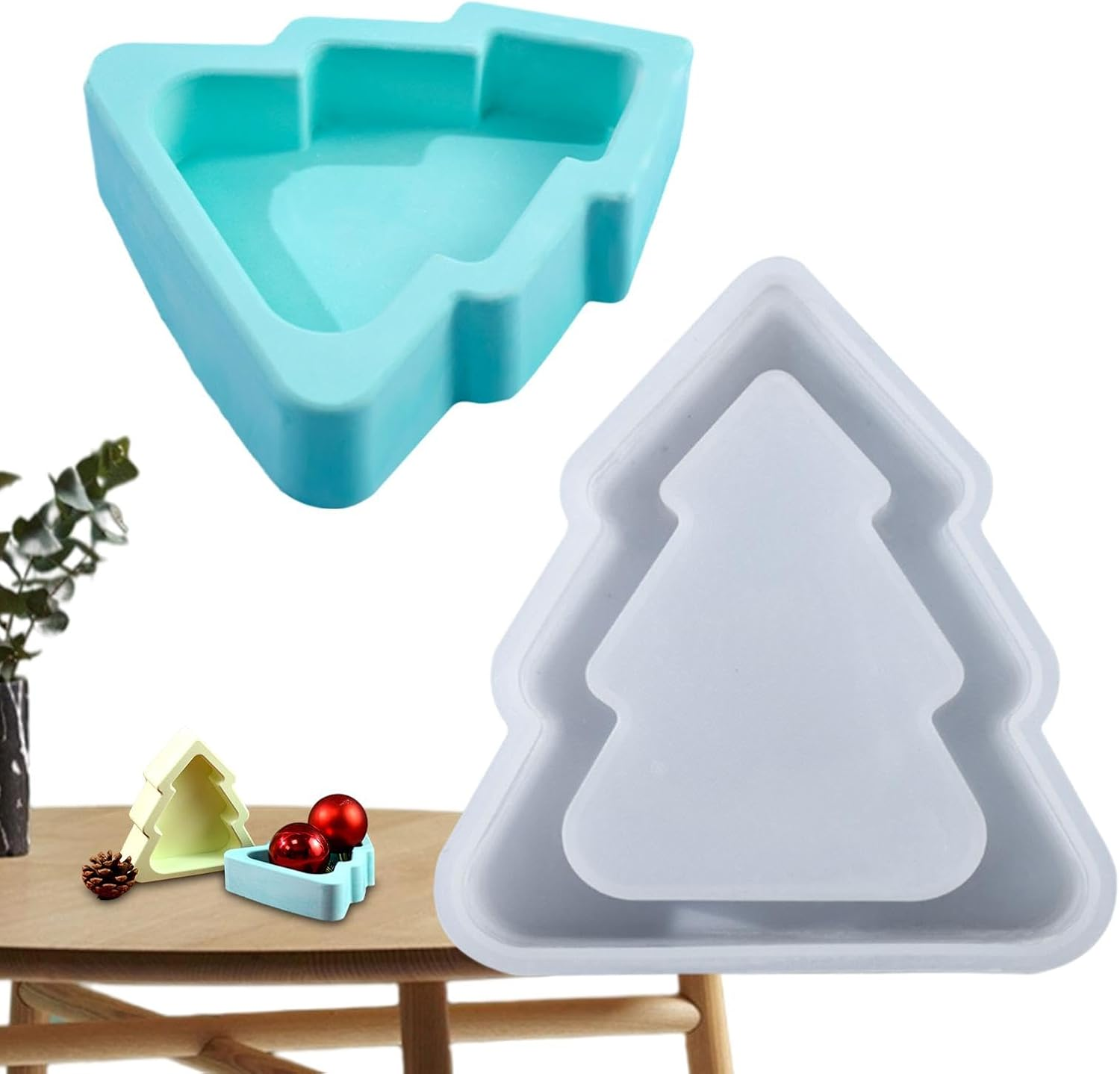 Christmas Tree Mold - Storage Box Christmas Tree Candle Molds,Reusable Christmas Tree Mold, Christmas Baking Silicone Molds for Cookie, Chocolate image number 2