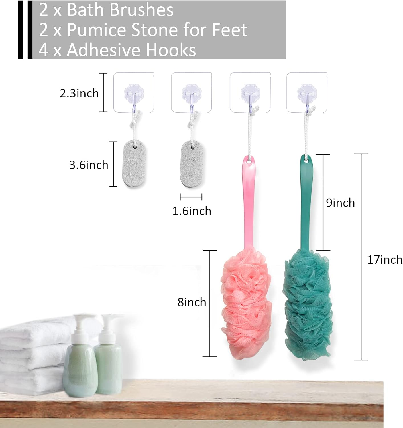 WOBEVB Back Scrubber for Shower, Back Brush Long Handle for Shower, Soft Nylon Mesh Sponge for Shower, Loofah on a Stick for Men Women, Exfoliating Scrub Cleaning Luffa for Elderly image number 2