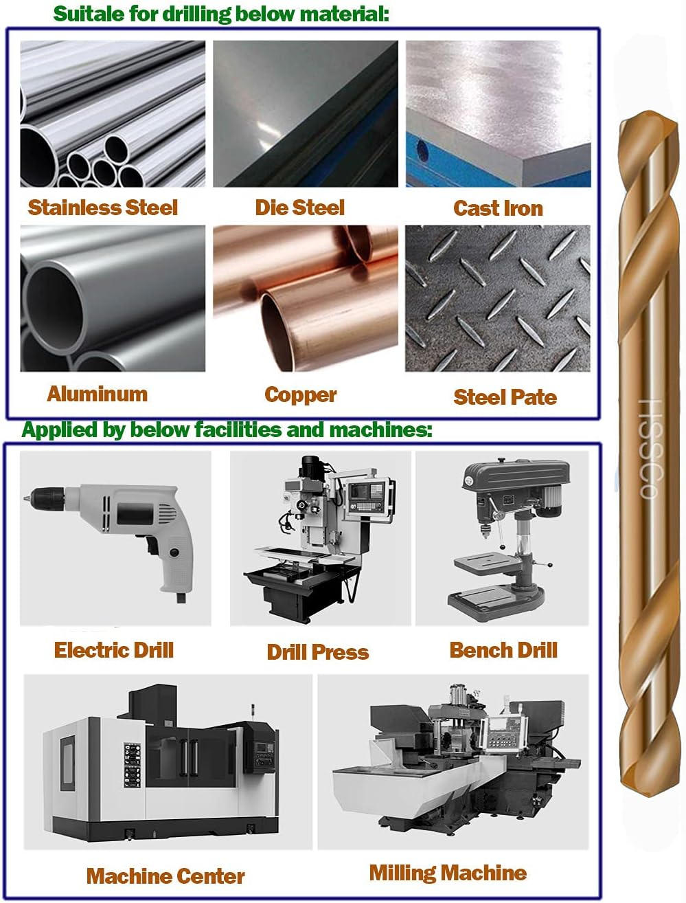 Hss Cobalt Drill Bit Double End 10Pcs 1/8 Inch Drill Steel Metal image number 1