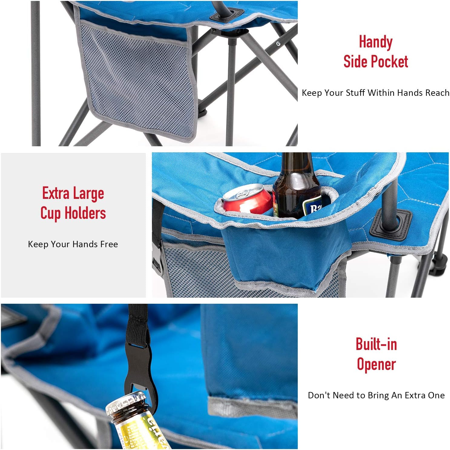 SUNNYFEEL Camping Chair, Oversized Camp Chair Heavy Duty 500 LBS for Big Tall People with Cup Holder & Pocket for Outdoor/Travel/Picnic/Camp (Blue) image number 1