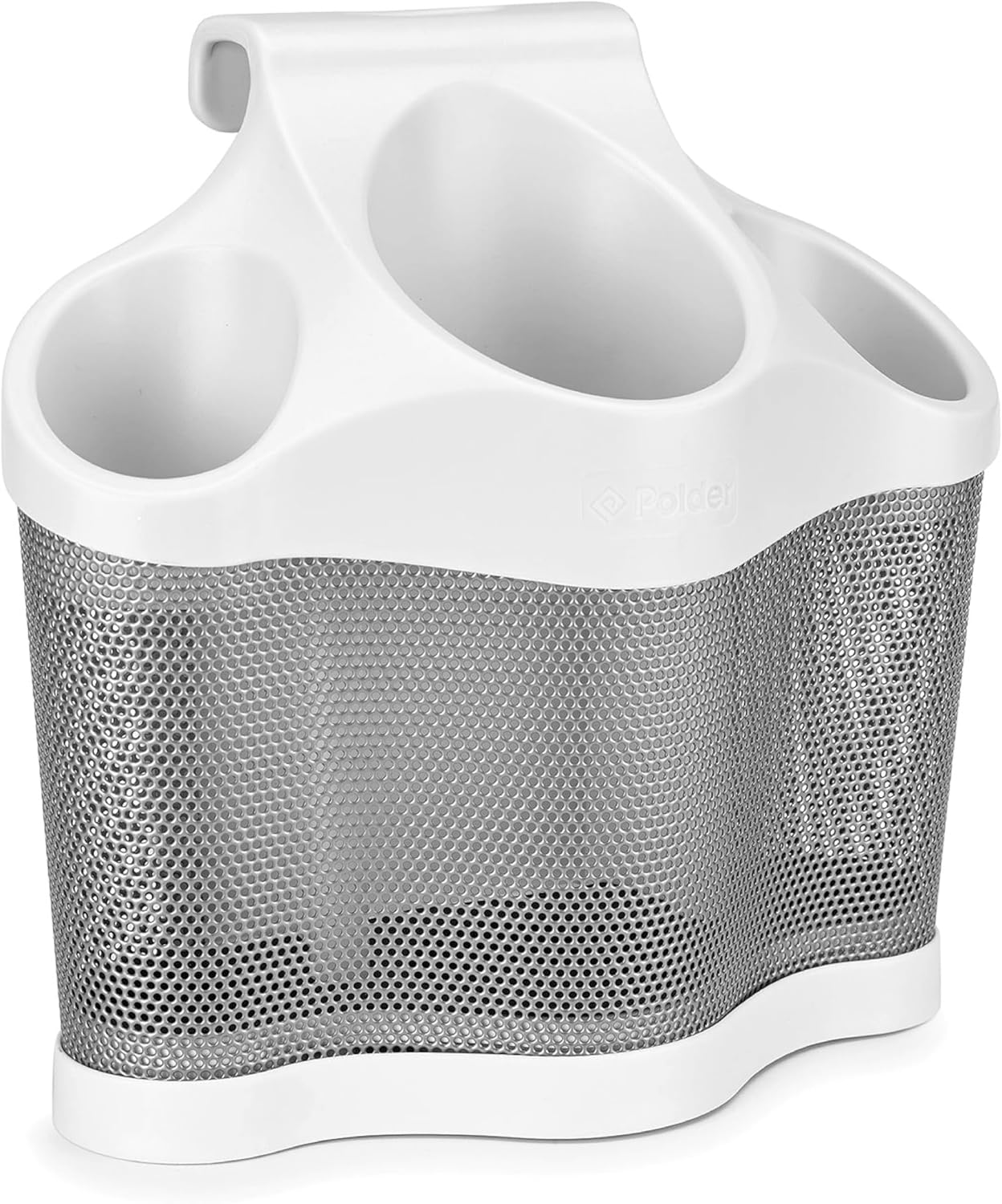 Polder Style Station, Organization for Styling Tools: Hair Dryers,Curling Irons, Straighteners, Brushes, Hang over Towel Rack, Store Undersink or in Drawer, White and Silver image number 4