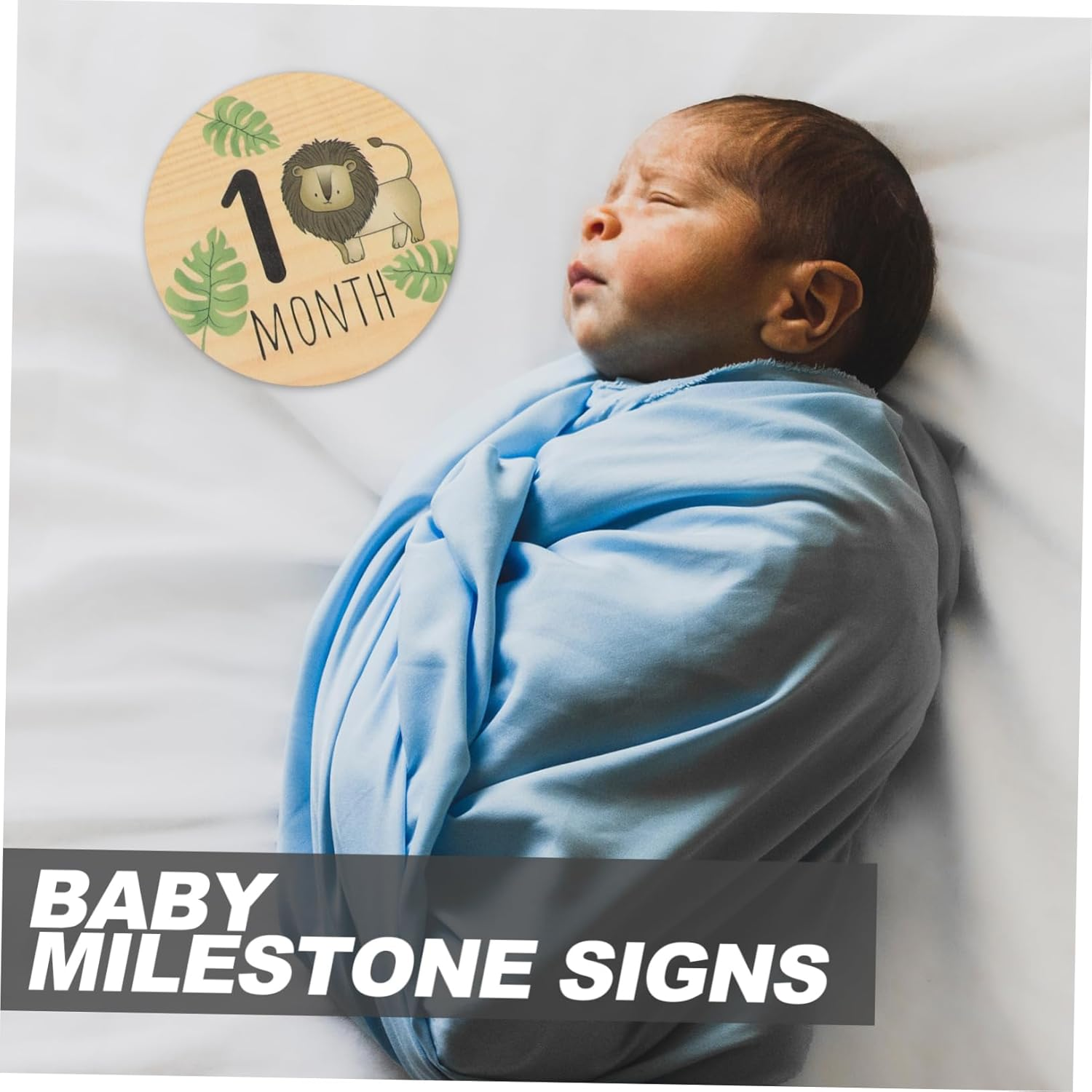 CLISPEED 7Pcs Milestone Cards Wooden Double Sided Photo Props Newborn Announcement Signs for Months Name Milestone Cards Welcome Plaque for Parents image number 5