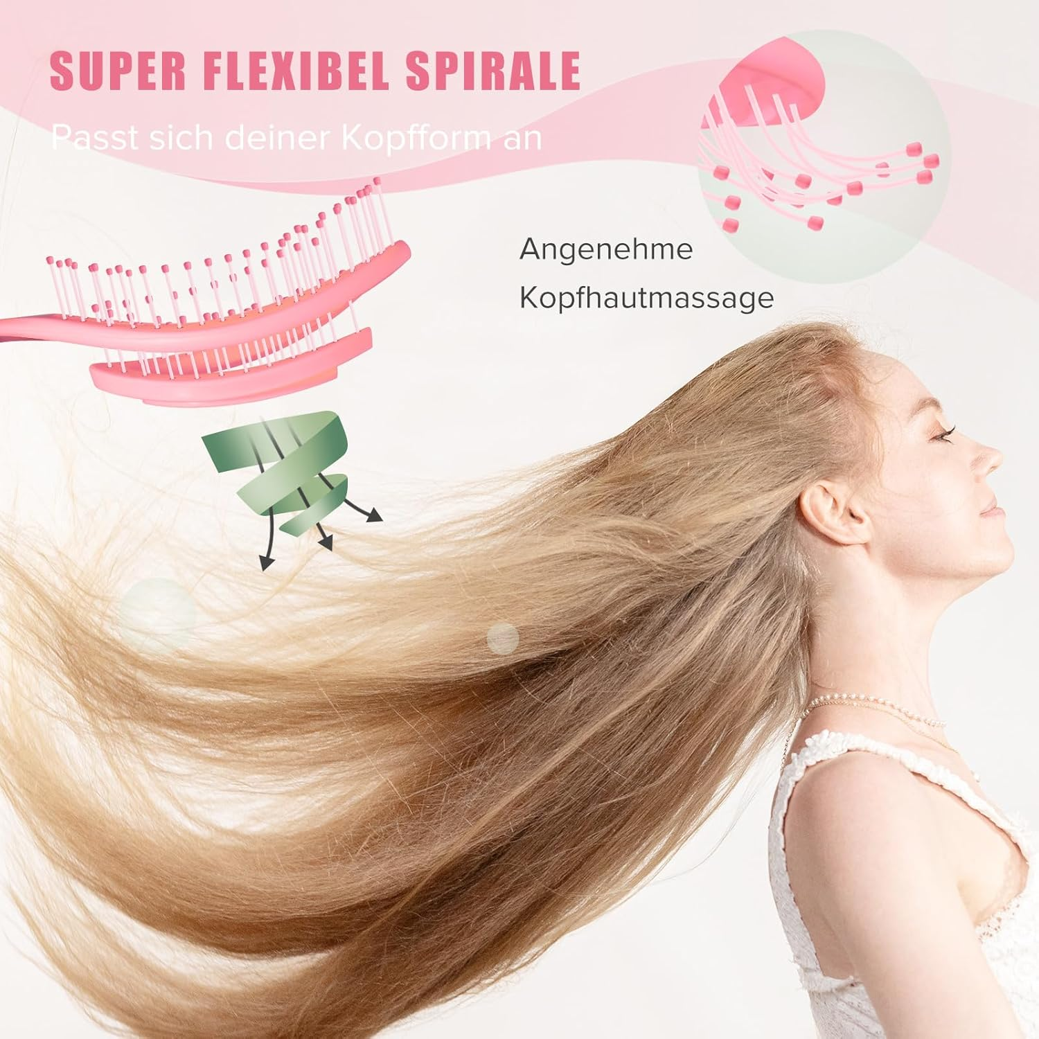 SHINLEA Hair Brush without Pulling, Scalp Massage Brush, Detangler Brush for Women, Men & Children, Detangling Brush Also for Curls and Long Hair (Pink) image number 3