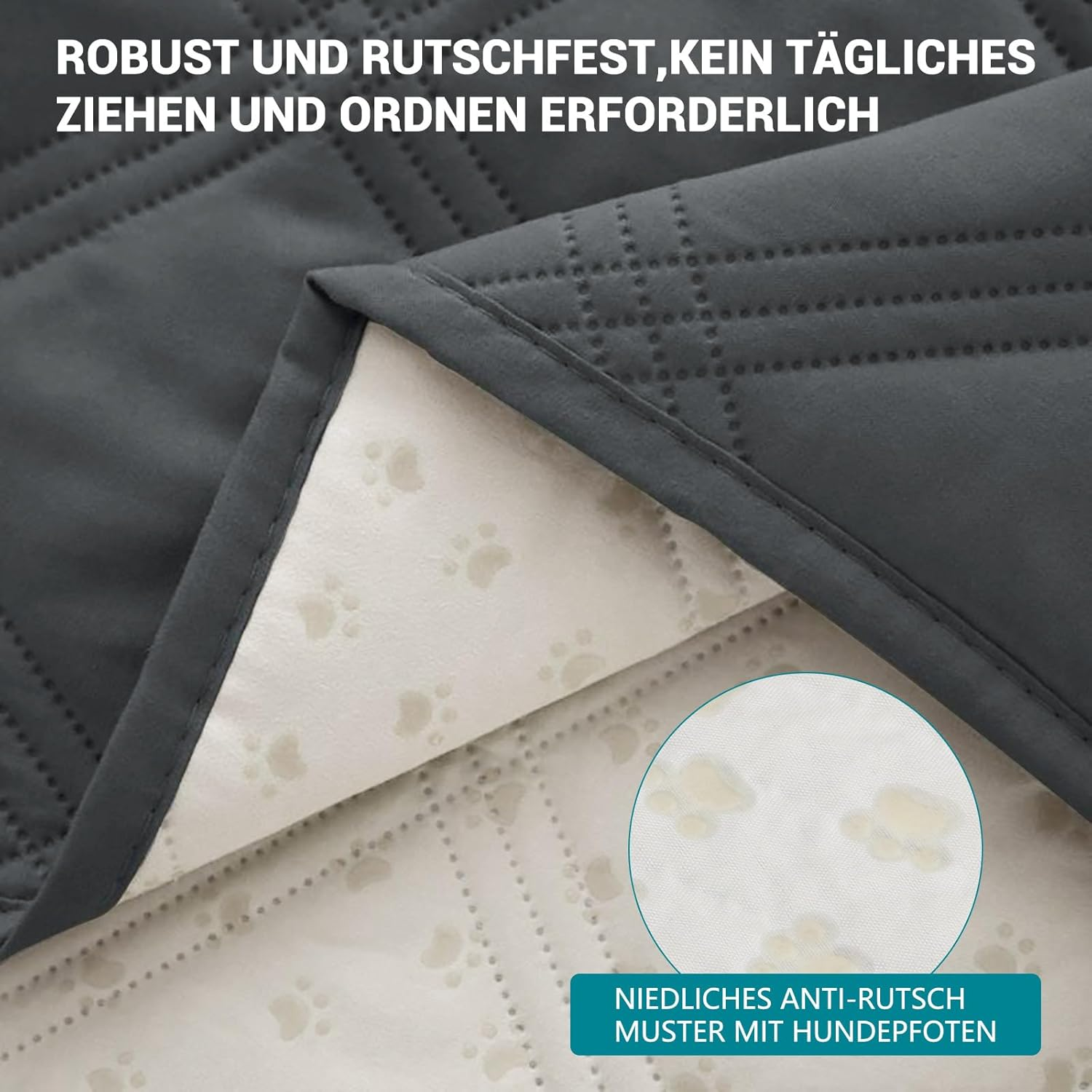 MOCOBO Waterproof Dog Blanket - 205 X 130 Cm - Robust Dog Mat as Protection for Sofa and Bed - Non-Slip Dog Blanket Suitable for Large and Small Dogs - Machine Washable - Grey image number 4