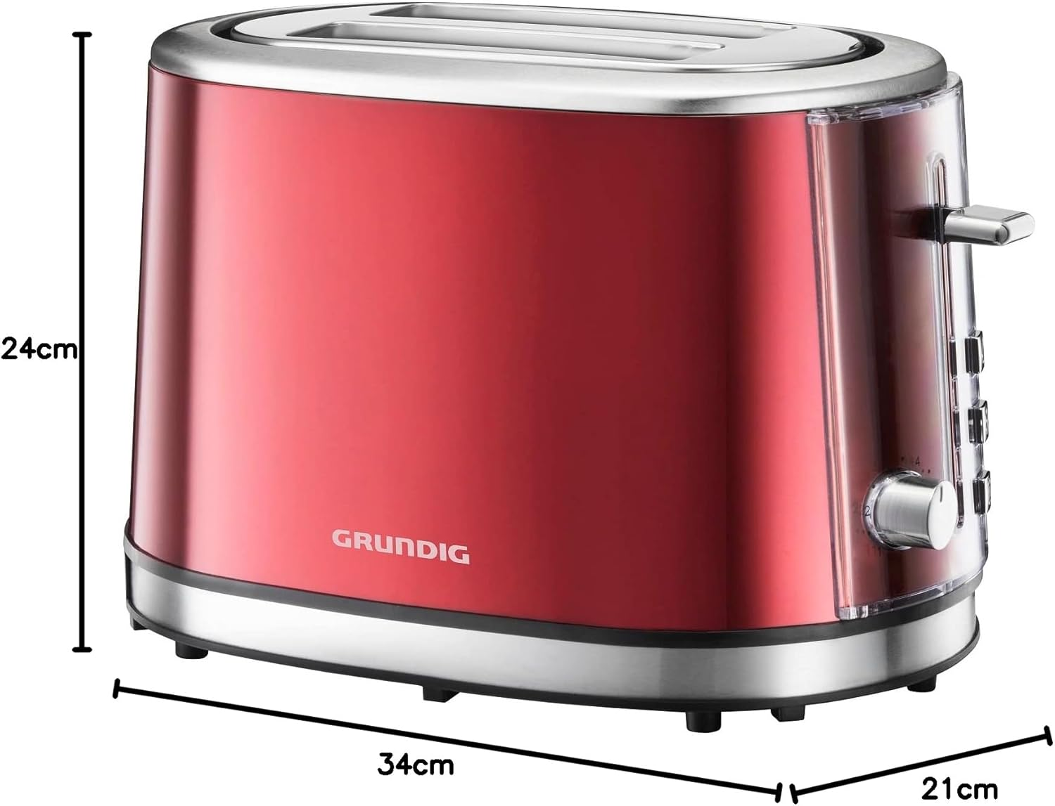 Grundig TA 6330 Toaster Red Sense, 18 Cm L X 32 Cm W X 20 Cm H image number 4