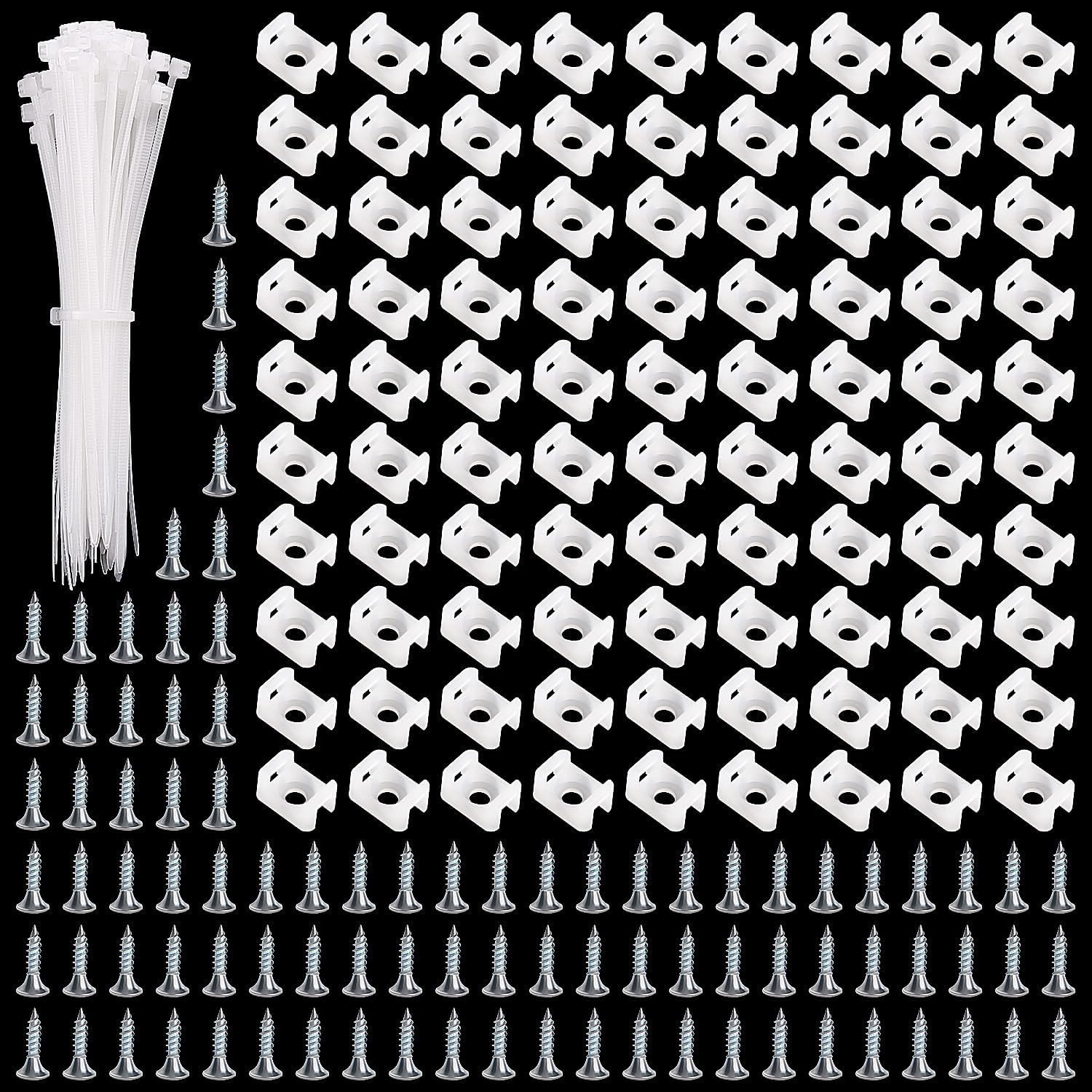 Voogenzek 90 Sets 19.6 * 9.7 Mm Saddle Type Cable Tie Mount Bases, Saddle Type Mount Wire Holder, with M3.5 Screws and Cable Ties, for Wire and Cable Tidy, White image number 6