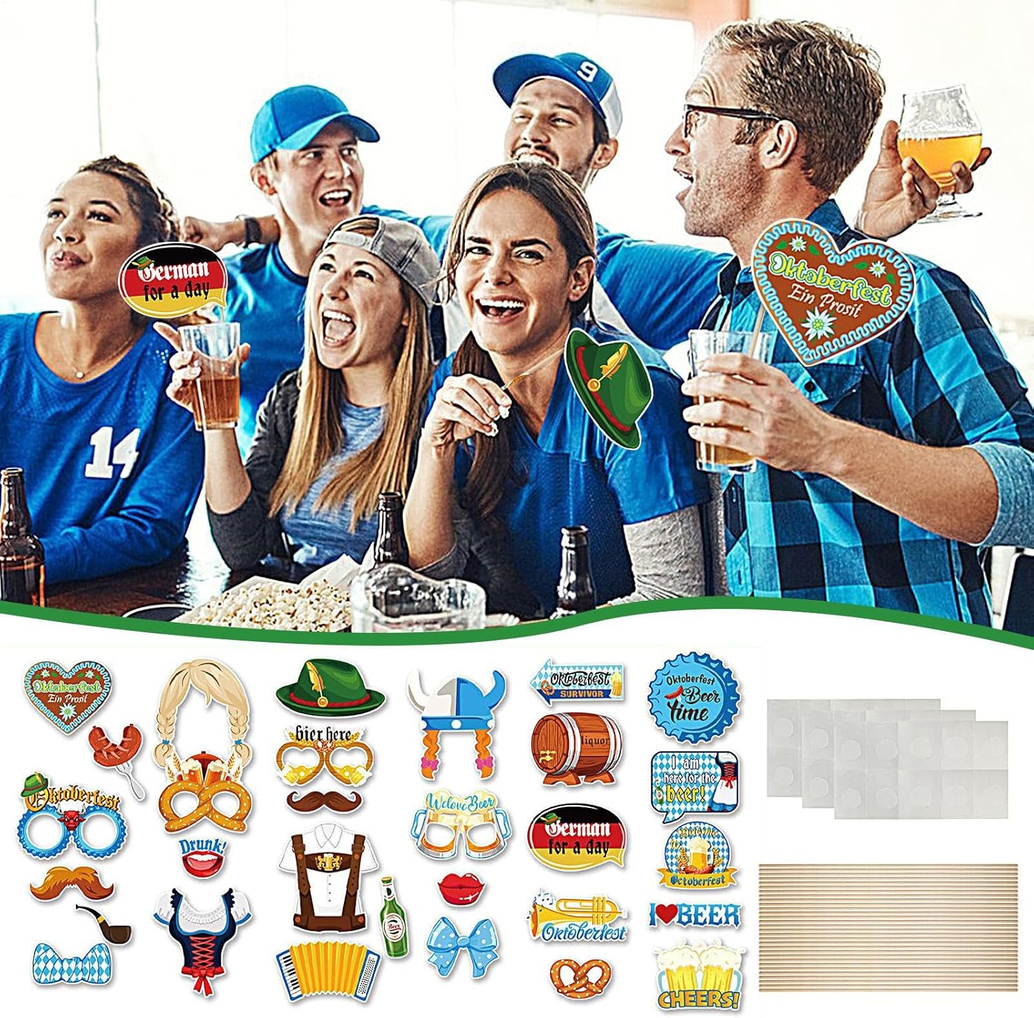 Oktoberfest Photo Booth Props, German Oktoberfest Selfie Props - Funny Party Supplies Backdrop for Outdoor Indoor Events Halloween Photoshoot image number 2
