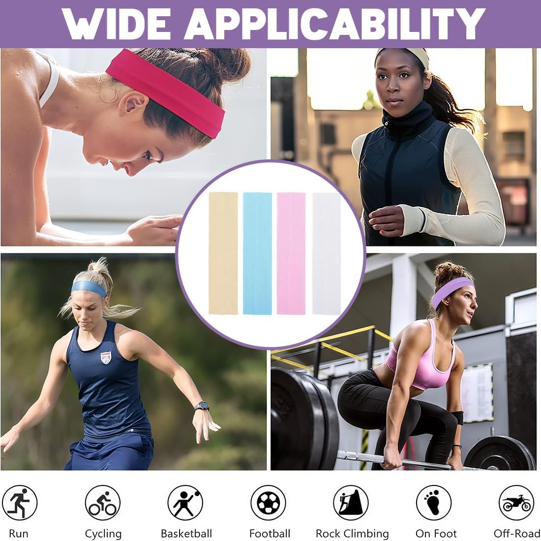 Hair Bands, Pack of 10 Headbands, Non-Slip, Trendy Women'S Headbands, Elastic Hair Bands, Hair, Workout, Sweat, Soft image number 3