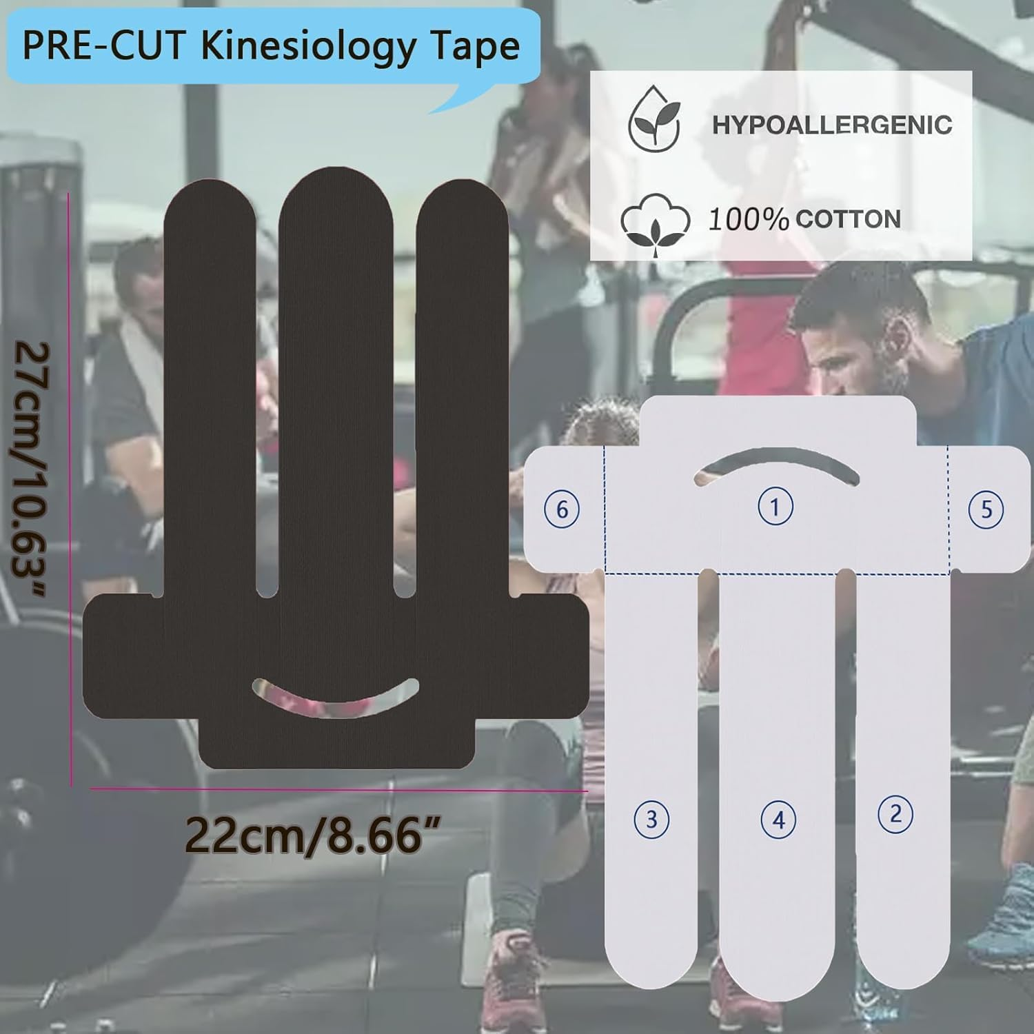 Kinesiology Tape for Shoulder-16 Pcs Precut Sports Physio K Tape Support and Muscle Pain Relief, Original Cotton Waterproof & Breathable, Latex Free Elastic Kinesiology Athletic Tape for Pain Support & Muscle Sports image number 1