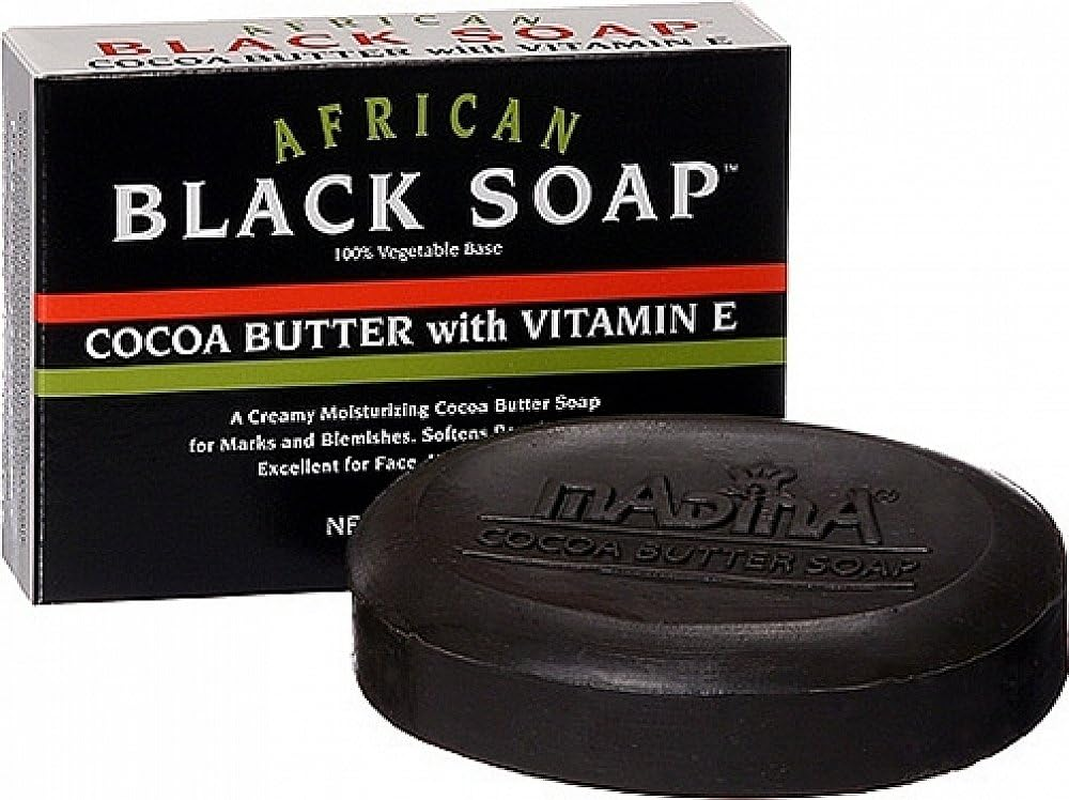 Madina African Black Soap Cocoa Butter with Vitamin E, 3.5 Oz (Pack of 5) image number 1