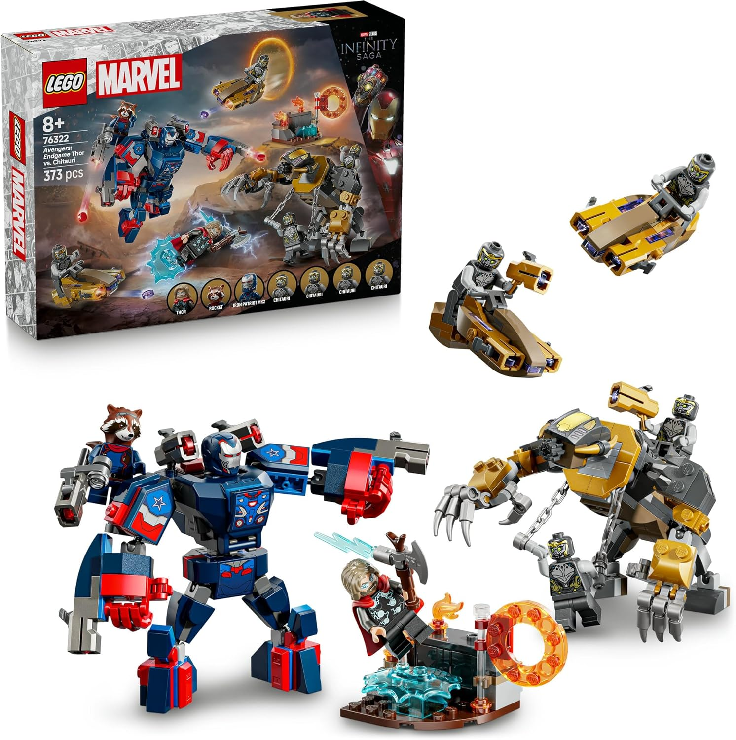 LEGO&reg; Marvel Avengers: Endgame Thor Vs. Chitauri 76322 Buildable Toy for Kids, Super Hero Battle Action with the Iron Patriot Mech and 7 Minifigures, Toy for Boys and Girls Aged 8 and Over