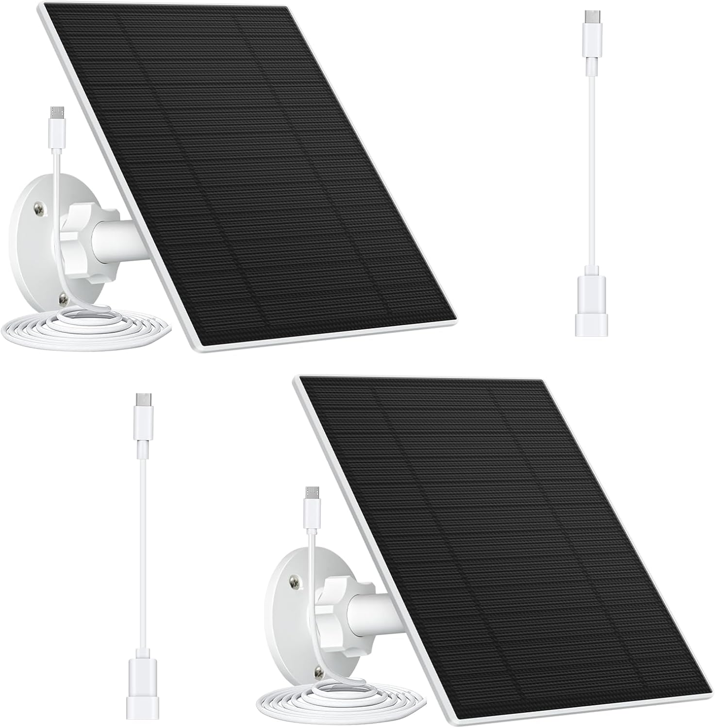 SANKABA Solar Panel for Eufy Camera,6W Solar Charger for Eufy E,2C/2C Pro,2/2Pro,E20/E40,Solo,Solocam Spotlight Outdoor Camera,Ip65 Waterproof Usb-C/Micro USB Connector & Rubber Plug(White)