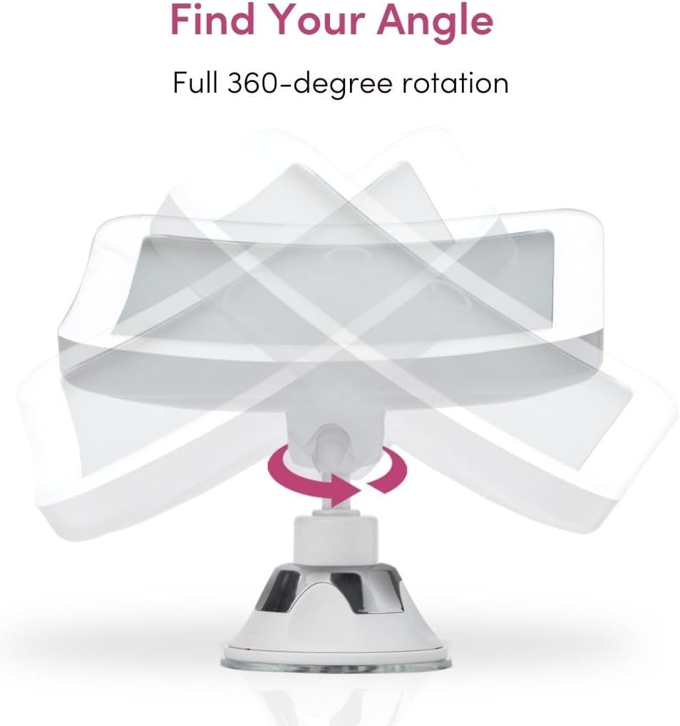 Fancii Rechargeable 10X Magnifying Mirror with 3 LED Light Settings, Dimmable Touch Light, Cordless, Locking Suction Mount, Lighted Mirror for Bathroom or Travel (Mira 2)