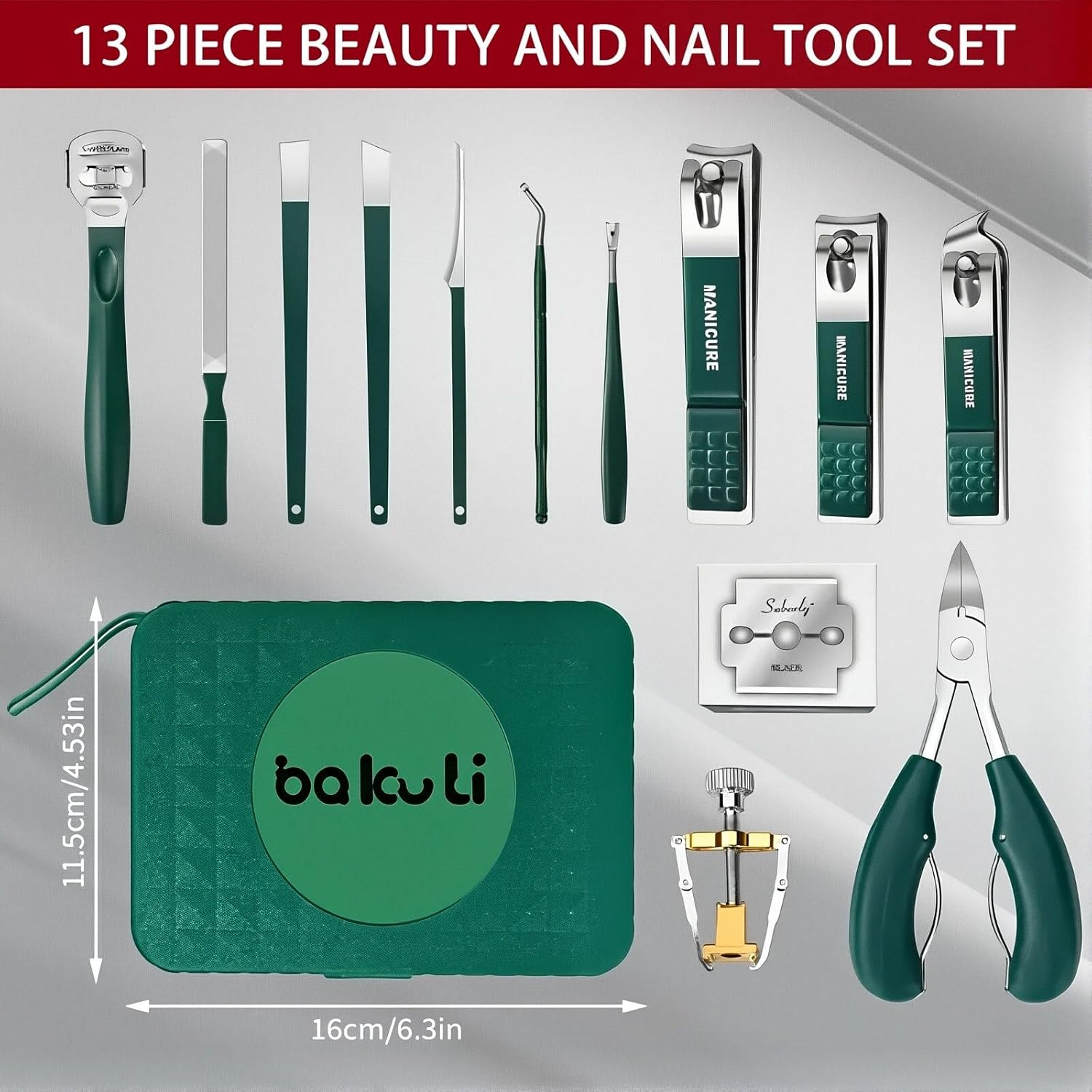 18-PCS Manicure Set for Men and Women - Professional Stainless Steel Nail Care Kit with Travel Case Nail Clippers, Scissors, Cuticle Tools for Home & Travel Grooming image number 1