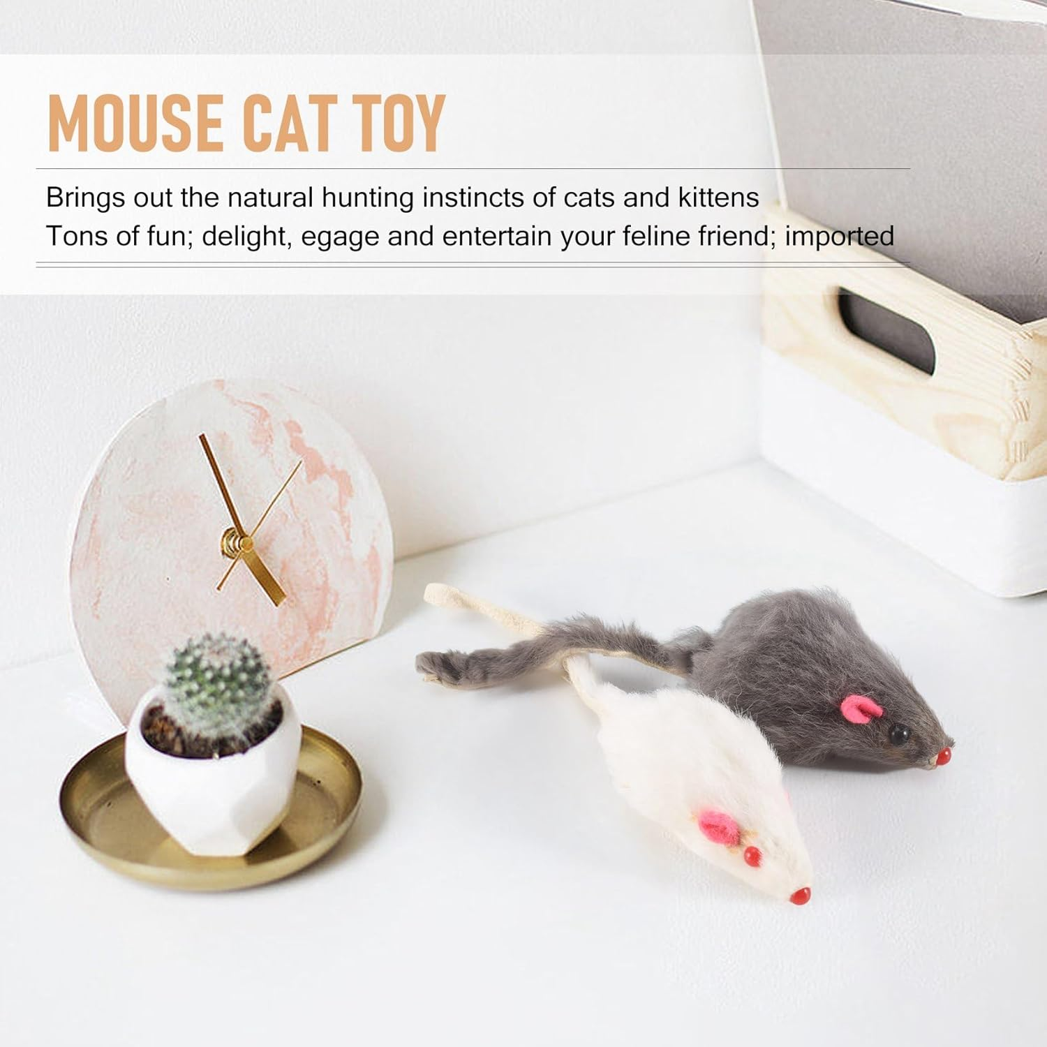 Bjworeye Real Fur Mice Cat Toys Pet Toy Children'S Toys 12-Pack image number 4