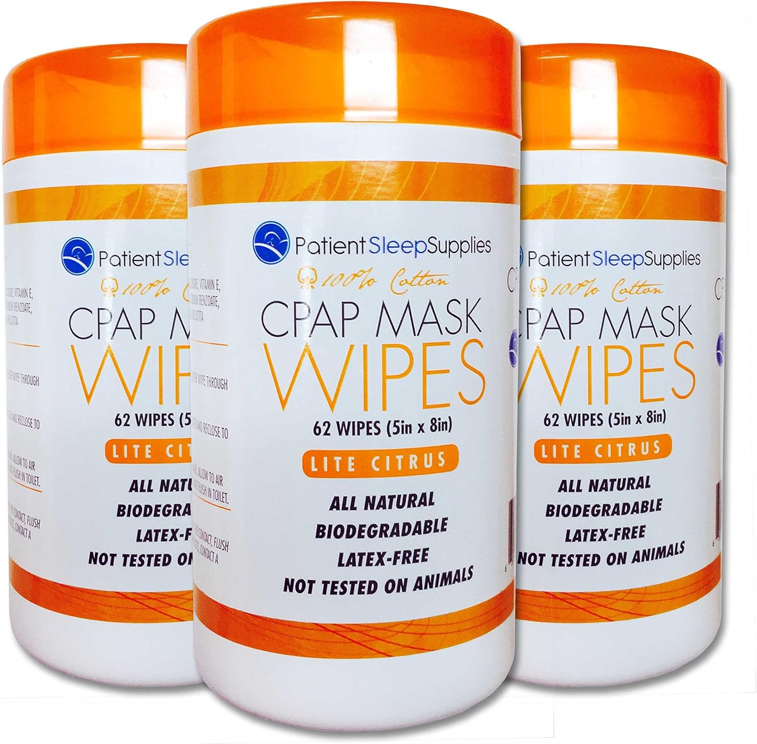 CPAP Mask Wipes (Lite Citrus) - 3 Packs of 62 Wipes image number 1