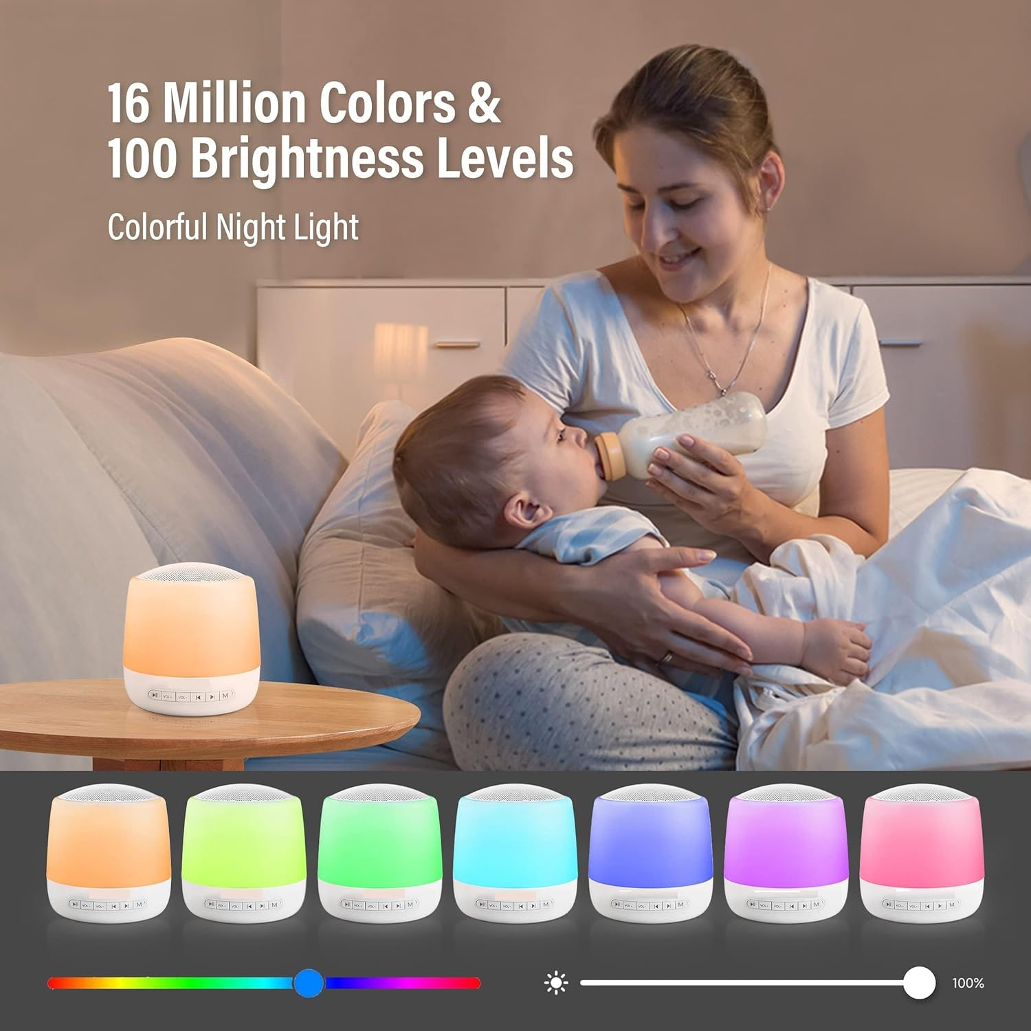 Baby Sound Machine with Night Light, White Noise Machine for Kids and Adults, 34 Soothing Sounds, Customizable Favorites, APP Remote Control, Alarm Clock, Child Lock, Scheduled Sleep Routine image number 5