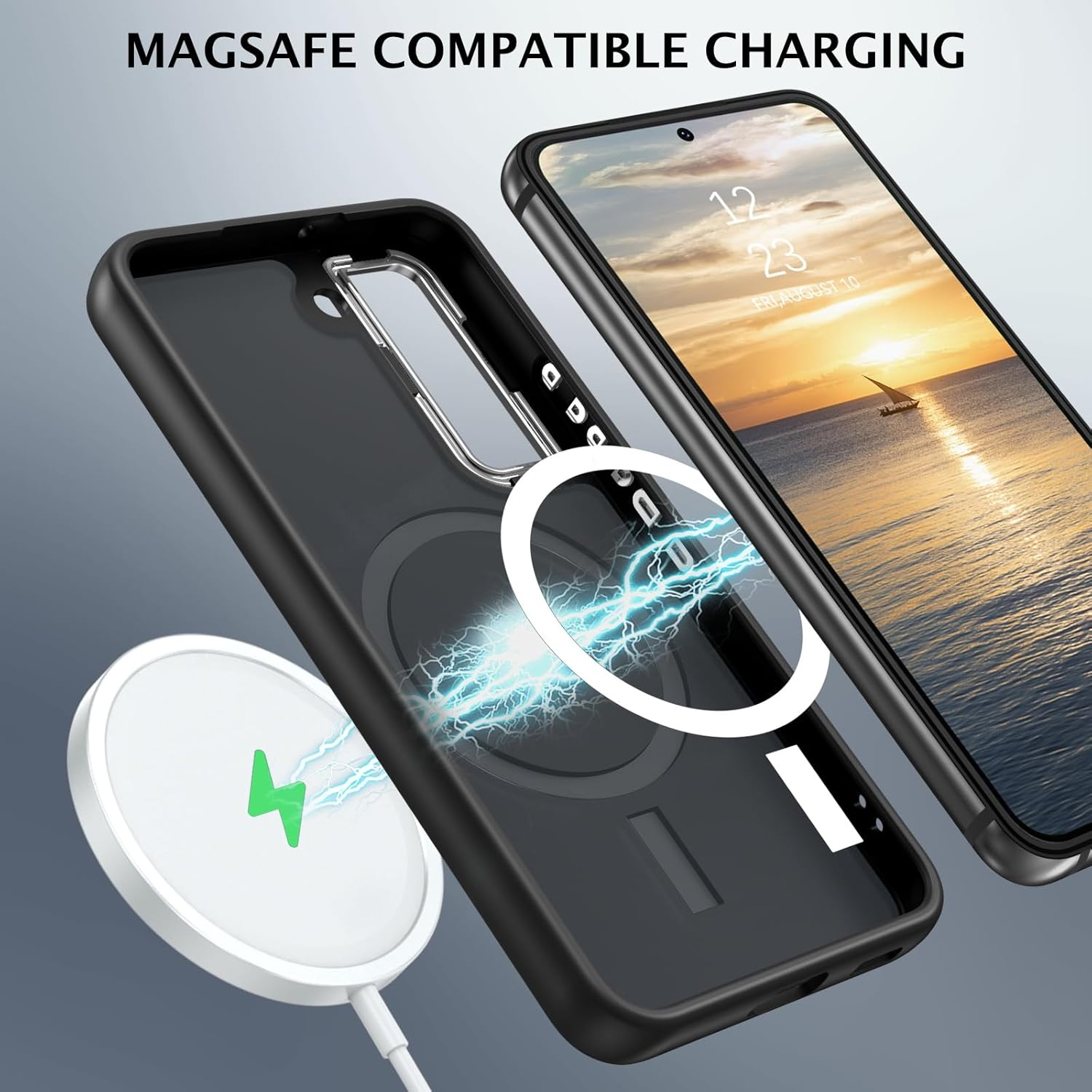 BENTOBEN Case for Samsung Galaxy S22, Compatible with Magsafe, Slim Magnetic Design Soft TPU Bumper Shockproof Protective Drop Protection Girls Women Men Boys Samsung S22, Black image number 7