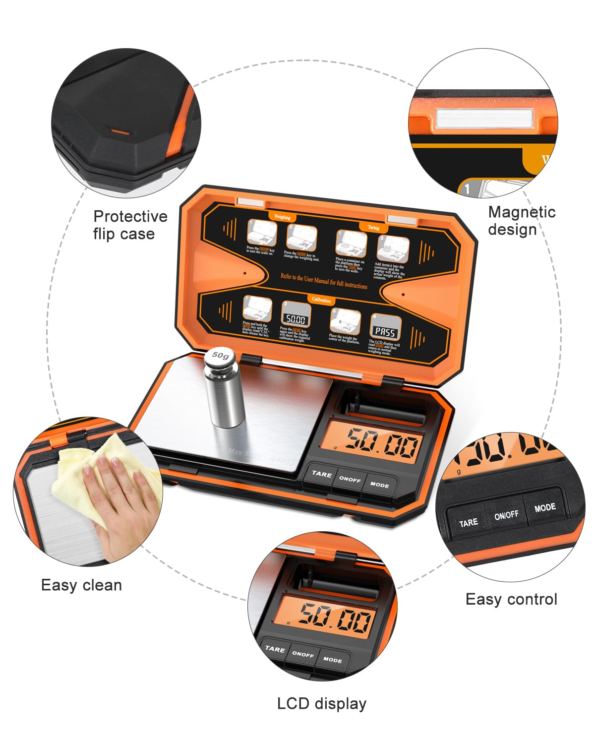 AMIR Digital Pocket Scale, High-Precision 500G X 0.01G Mini Gram Scale with LCD Display, Digital Food Scale with Tare Function, 6 Unit Conversion for Food, Jewelry, Coins, Coffee image number 6