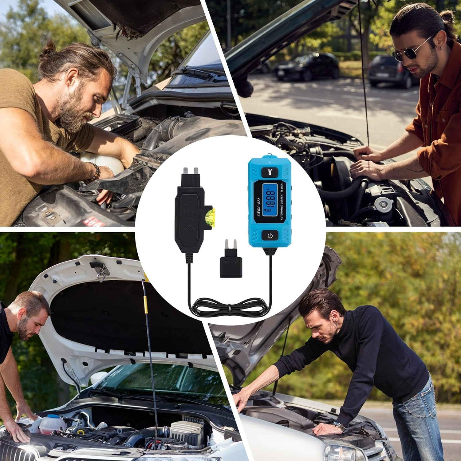 Bomefoi Car Circuit Tester,20A 48V Fuse Checker with Front Light | High-Precision Automotive Current Tester with LCD Screen,For Home Garage Roadside Vehicle Maintenance Truck Motorcycle image number 2