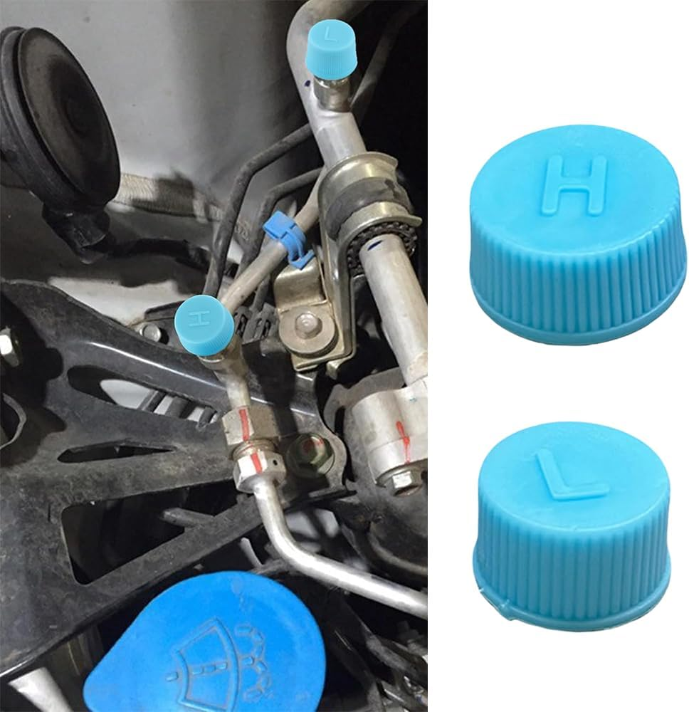 Car A/C Valve Core Caps R134A Leakproof Air Conditioning System High Low Side Charging Port Replacement Caps for Automotive AC Repair, 2PCS