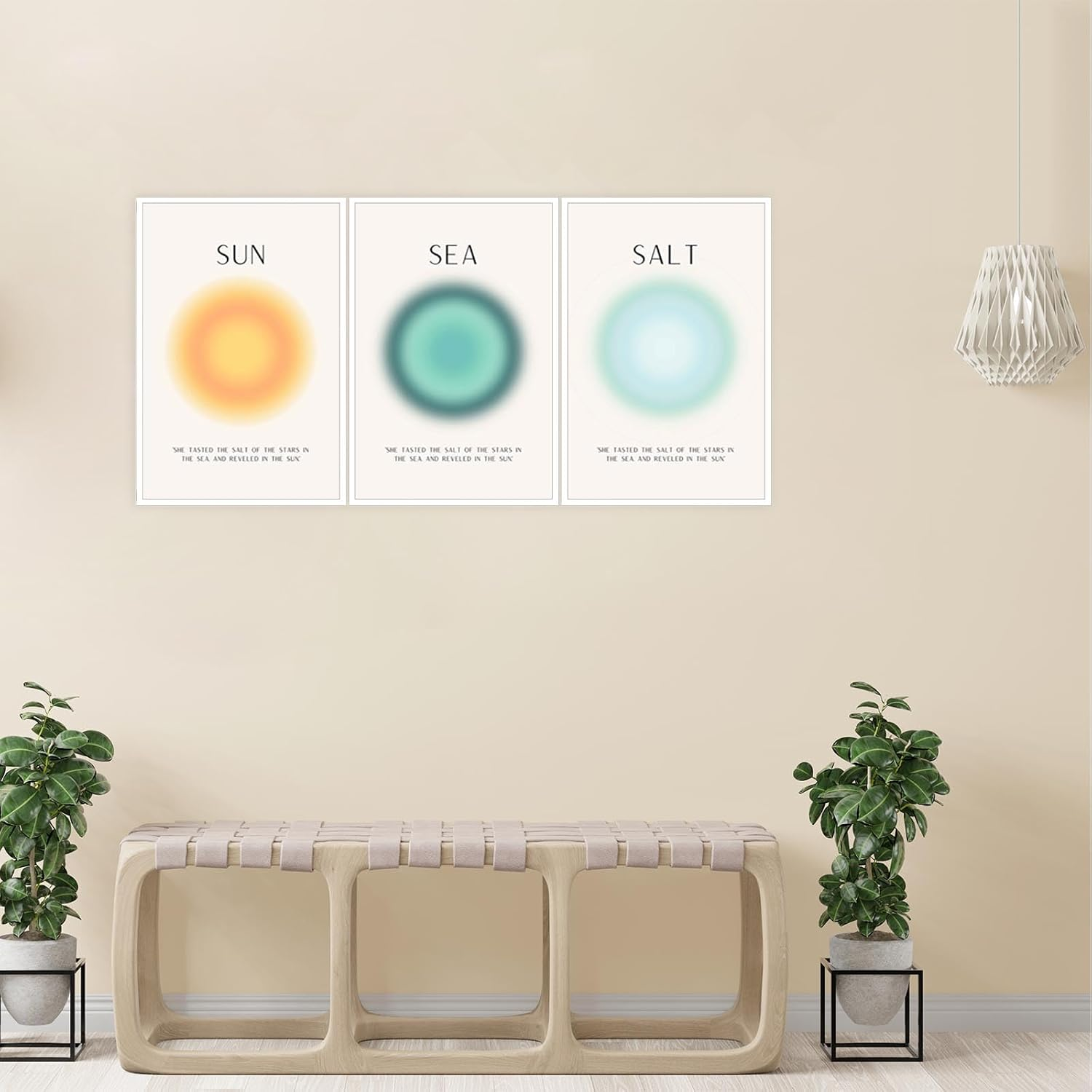 Sun Salt and Sea Aura Posters Coastal Canvas Wall Art Minimalist Beach Prints Trendy Ocean Beachy Colorful Abstract Aura Mind Body Soul Aesthetic Decor Bedroom Yoga 3 Set 12X16In Unframed image number 3