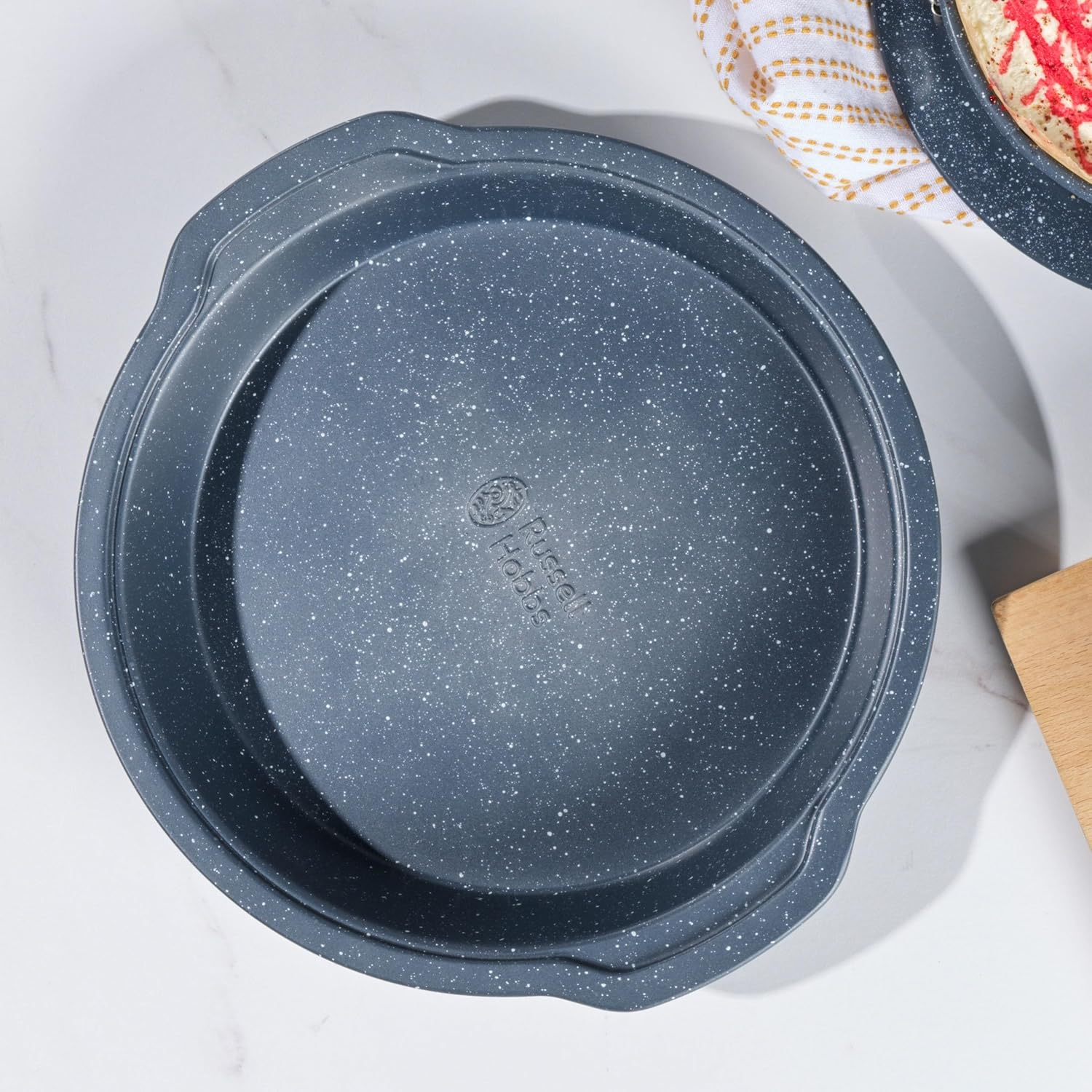 Russell Hobbs RH00995EU Nightfall Stone Cake Tin &ndash; Non-Stick round Baking Tray with Handles, Pfoa-Free Carbon Steel Bakeware, Easy Clean 10-Inch Cheesecake Pan, Straight Sided, Fixed Base, 26 Cm, Blue image number 4
