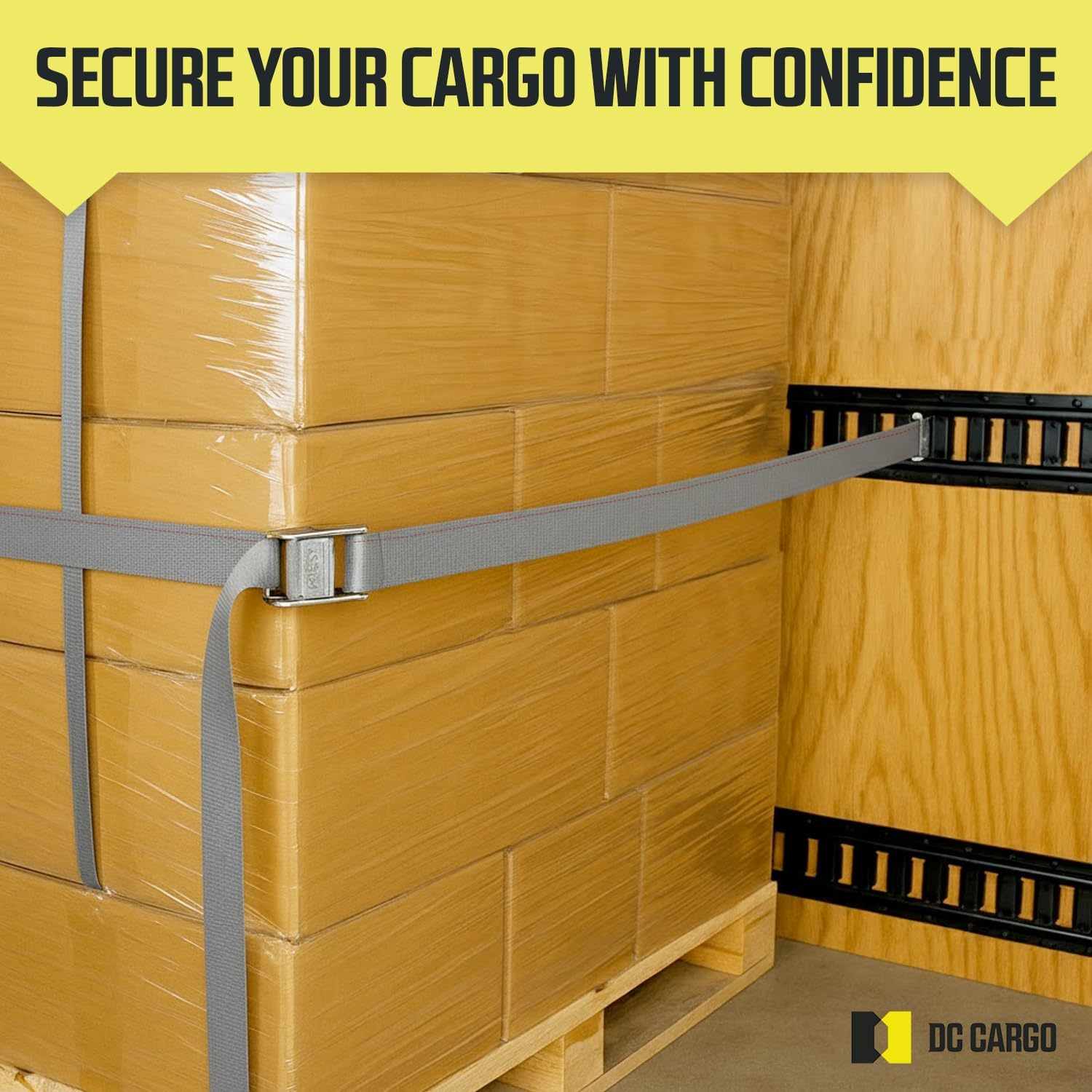 DC Cargo E-Track Cam Buckle Straps Cargo Tie-Downs, (Pack of 4) 2 X 16 Heavy Duty Grey Tie-Down Cam Buckle Straps, Strong Cam Buckle Strap, E-Track Spring Fittings, Tie down Motorcycle image number 6