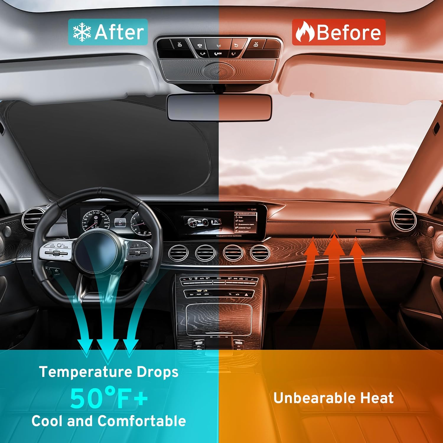 XHRING Windshield Sun Shade Sunshade Compatible with Subaru Outback 2026 2025 2024 2023 2020-2022 Base Premium Limited Touring SUV Accessories Car Front Windshield Cover Sun Shade Foldable Window image number 2