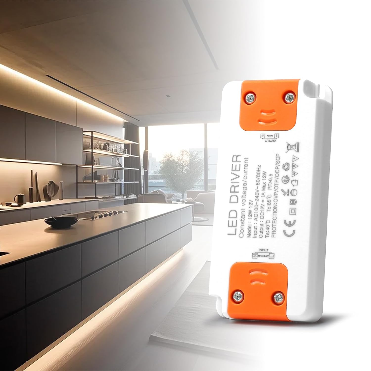 BRIMETI LED Driver 12V 12W LED Transformer 1A Slim LED Power Supply Adapter AC 240V to 12V DC Low Voltage, Constant Voltage, Suitable for LED Light Strip image number 4