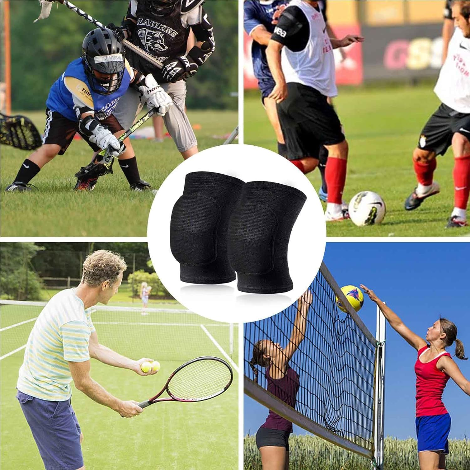 Protective Knee Pads Soft Breathable Knee Guards, Thick Sponge Anti-Slip Knee Protector Brace Sleeves Kneepads for Volleyball Football Dance Yoga Tennis Running Cycling Workout Men Women image number 6