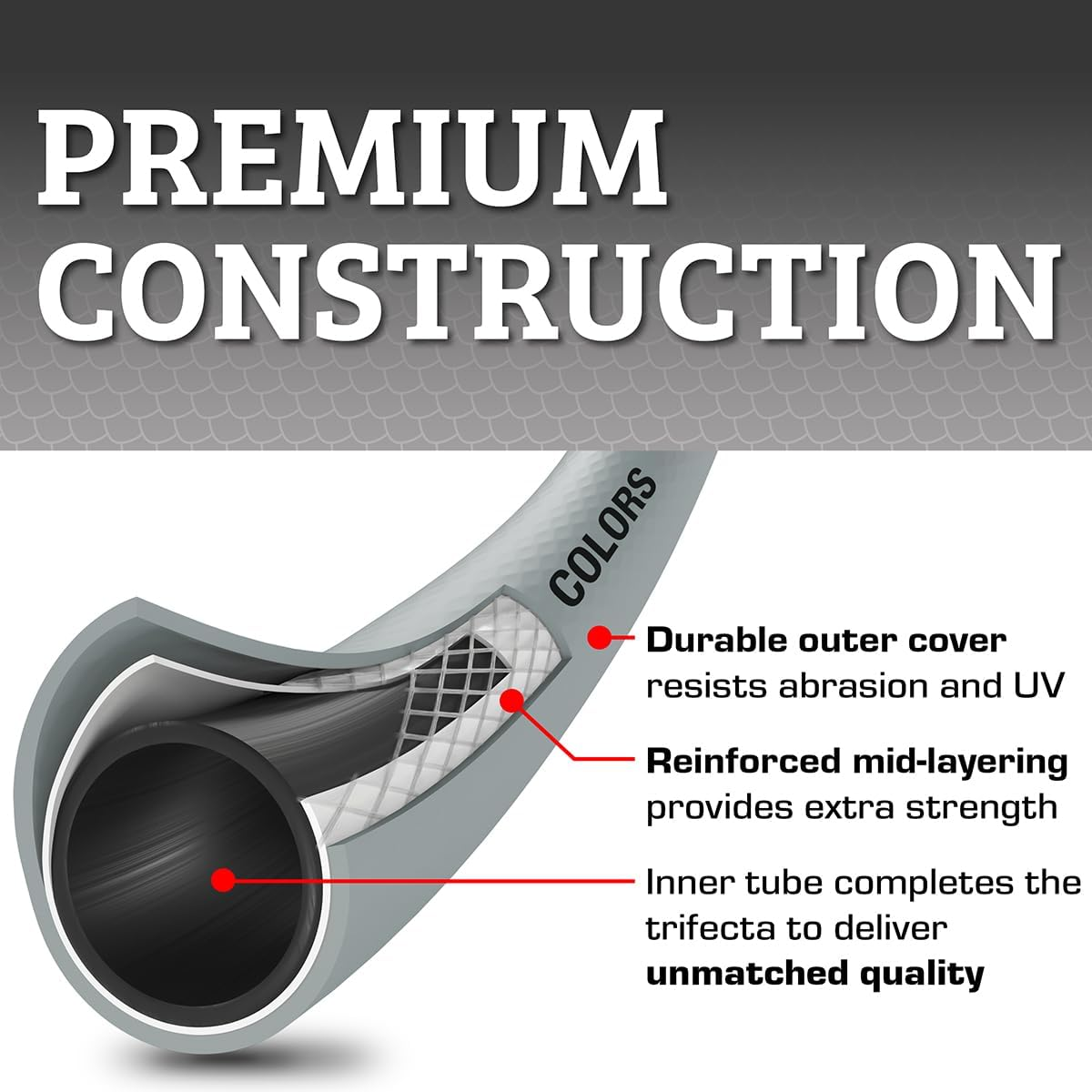 Flexzilla Colors Lead-In Garden Hose 5/8In. X 10Ft., Lightweight All-Weather Water Hose, Durable and Flexible, Leak-Free Connections, Slate Gray image number 5