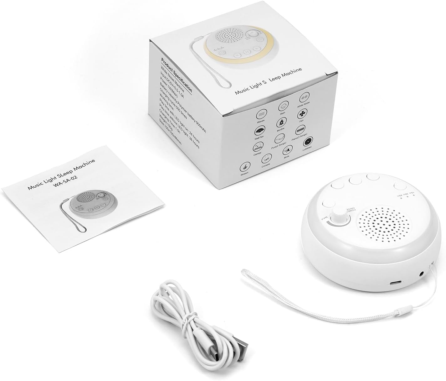 OQIMAX Portable White Noise Machine with Night Light, Rechargeable Sound Machine with 16 Soothing Sounds, Volume Adjustment, Timer & Memory Function, Sleeping Sound Machine for Home Office Travel image number 1