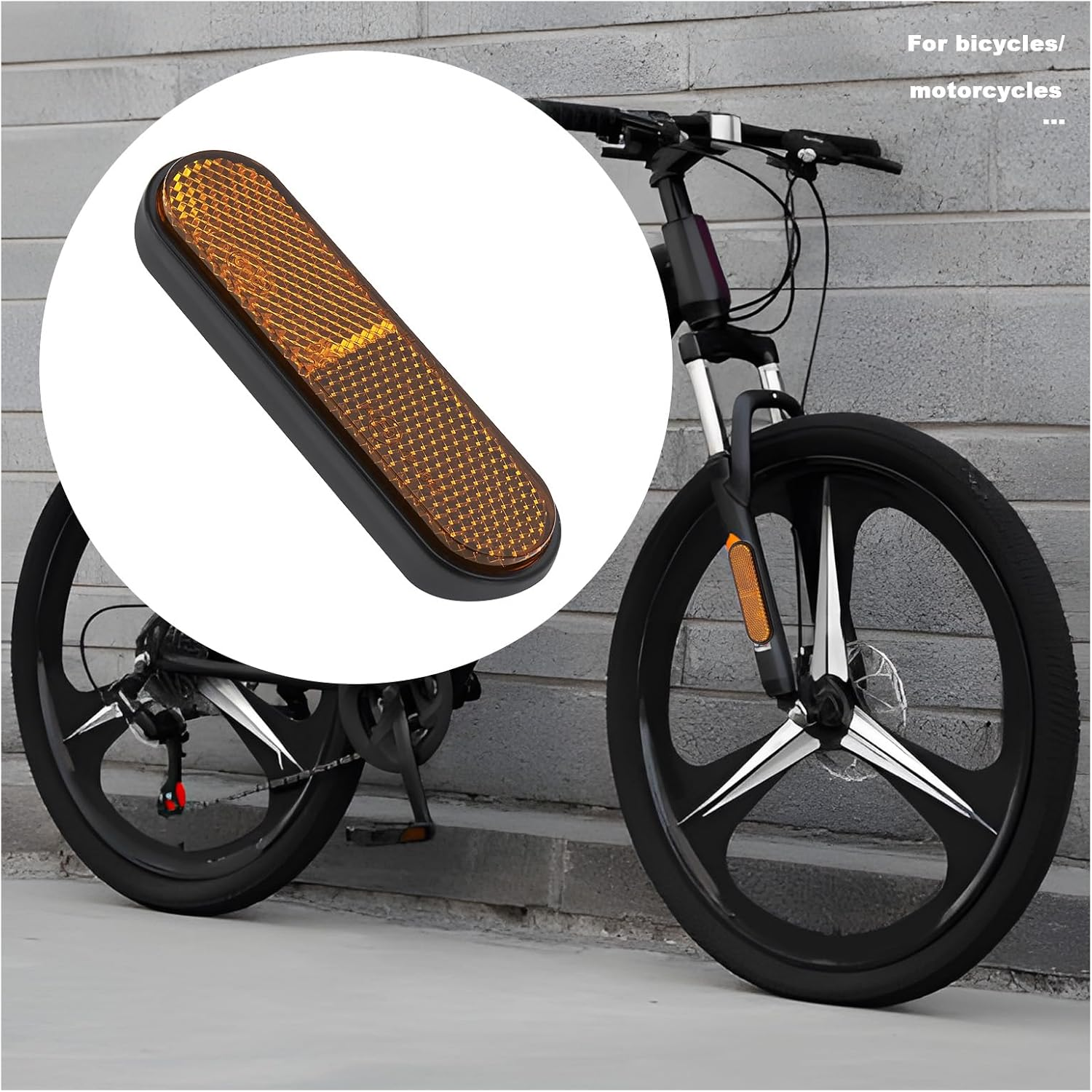 SING F LTD 2Pcs Rectangular Reflectors with Self Adhesive ABS Side Curved Reflectors Suitable for Motorcycles Bicycles Multi Purpose Scooters Yellow image number 3