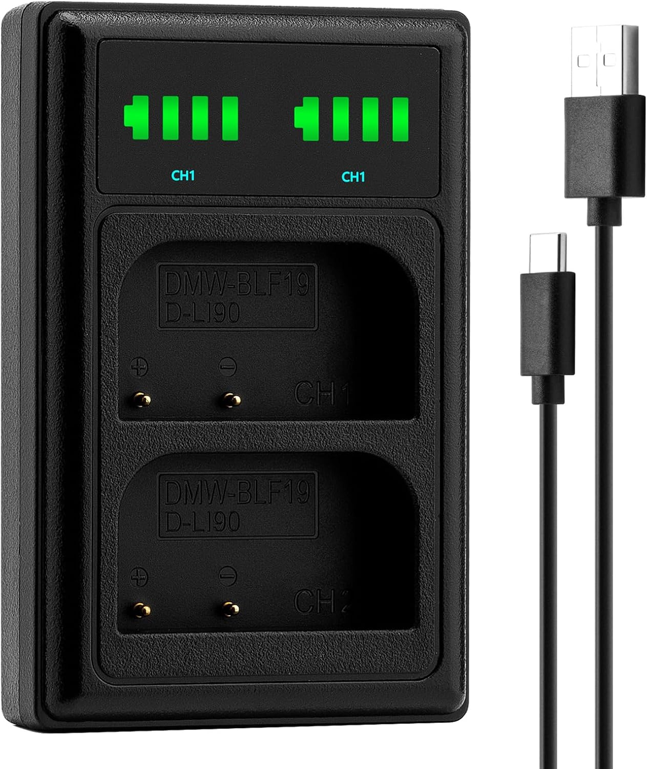 Marveleese Compatible with Panasonic DMW BLK22 E Battery Charger USB Dual LCD (Input USB-C or Micro USB) image number 3