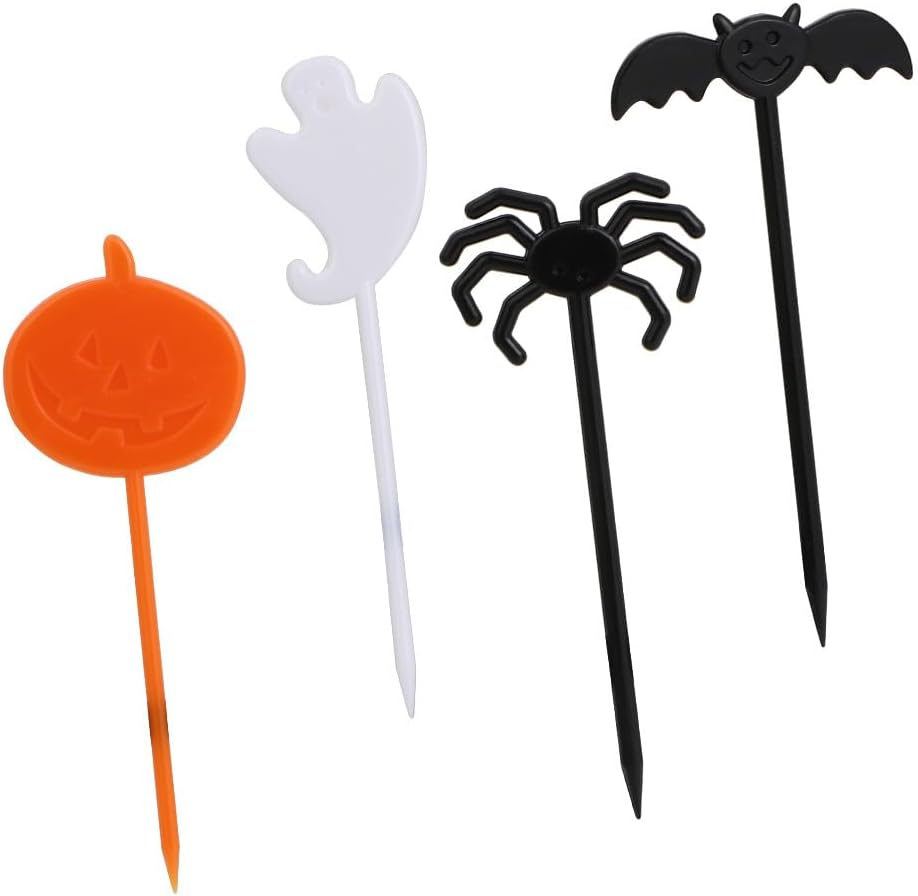 LABRIMP 40Pcs Halloween Cake Toppers Cupcake Decor Party Supplies Pumpkin Bat Cupcake Decorations Kids Adults image number 4