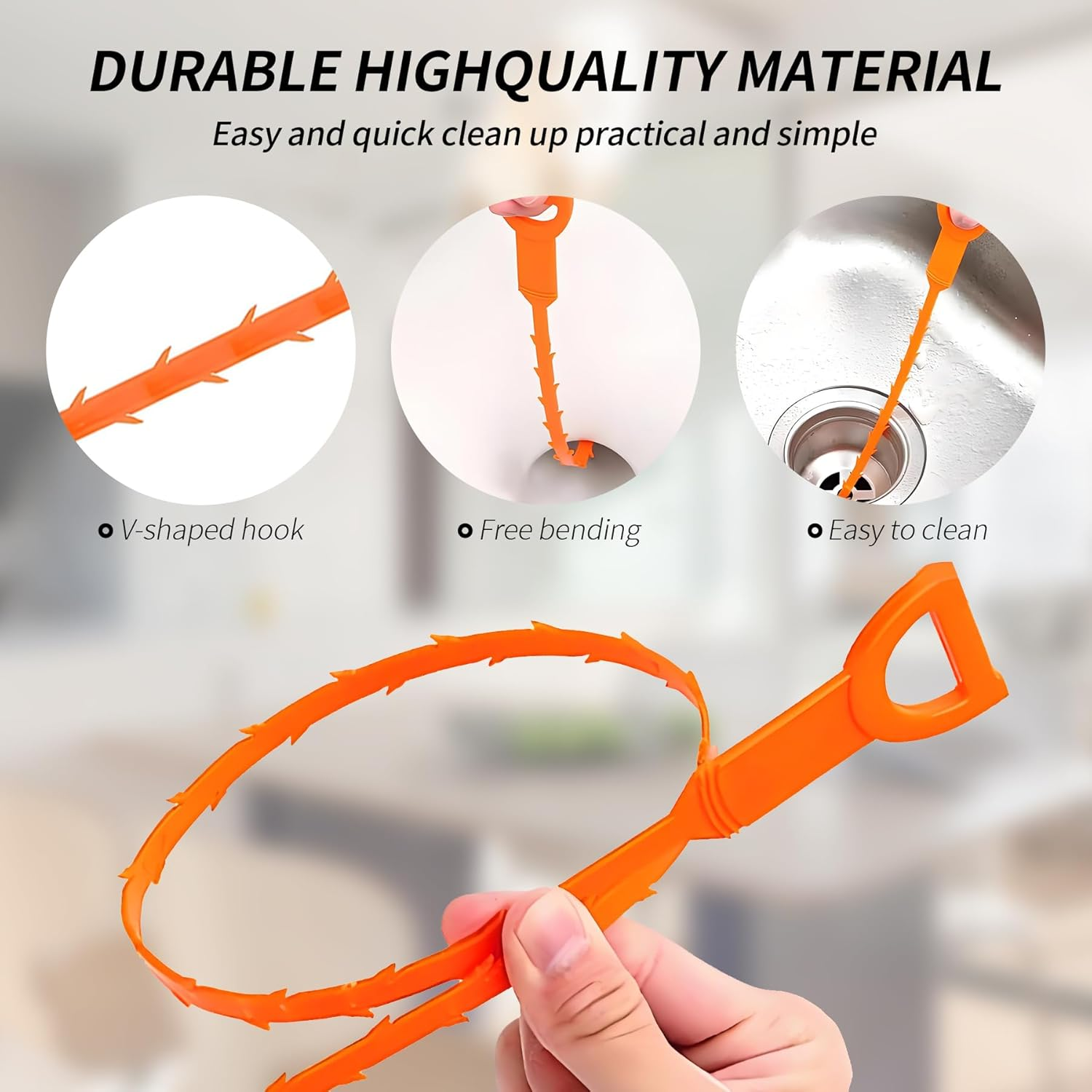 6 PCS Drain Unblocker Tools, Hair Clog Remover Sink Snake Drain, Multifunctional Plumbing Tools, Reusable, for Bathroom Toilet Kitchen Plug Hole image number 1