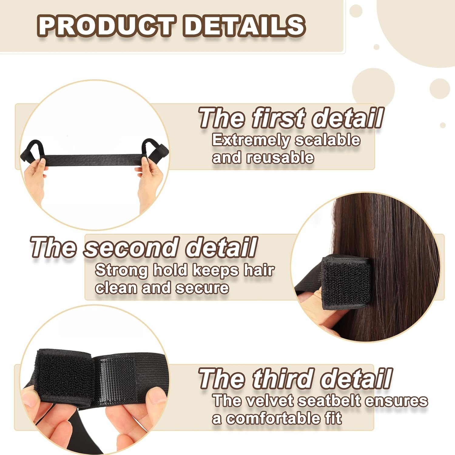 AABDTYYD 3Pcs Black Headband Wig & Wig Grip Cap, Elastic Melting Band with Ear Cut Outs, Comfortable Satin Lace Front Head Band for Secure Natural Hold image number 1