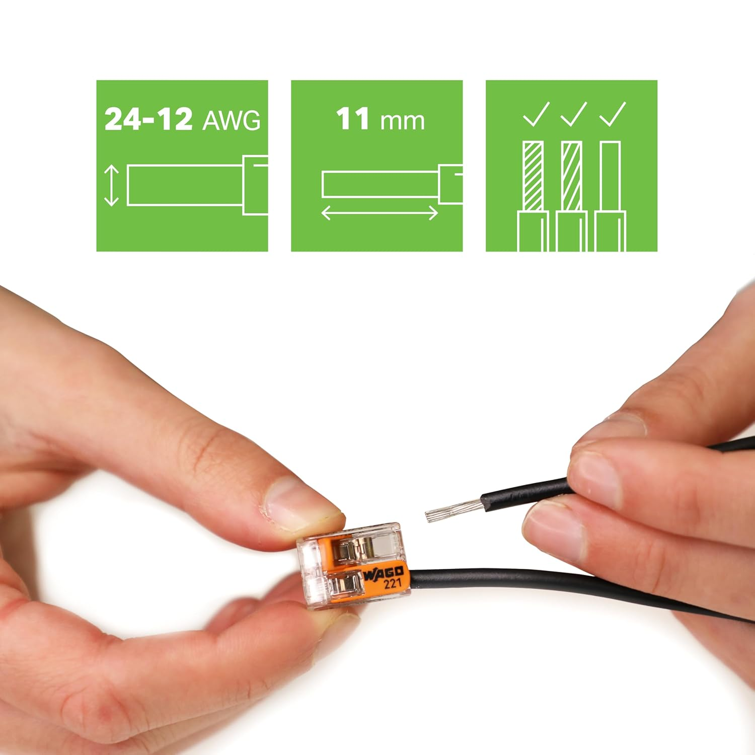 **Official & Genuine** (100 Pcs) WAGO 221-412 - 4Mm&sup2; 221 Compact Splicing Connectors for All Conductor Types image number 5