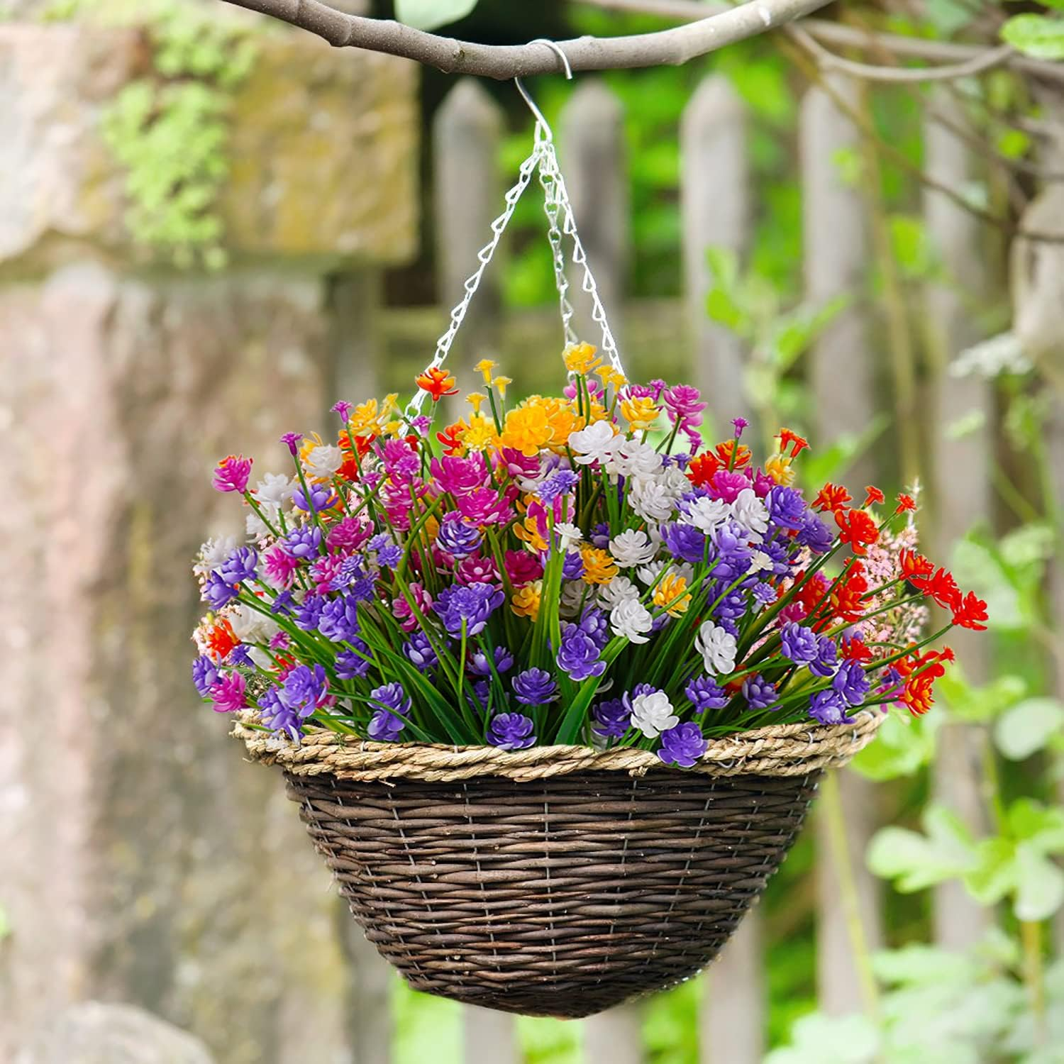 Artificial Flowers for Outdoors UV Resistant Fake Flowers Greenery Shrubs Plants for Hanging Planter Porch Patio Window Box Decoration 10 PCS(5 Colors)