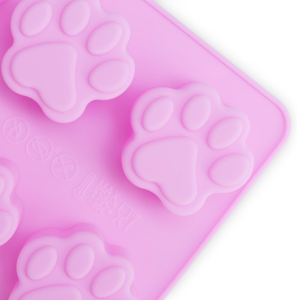 Homedge Puppy Dog Paw and Bone Silicone Molds, Non-Stick Food Grade Silicone Molds for Chocolate, Candy, Jelly, Ice Cube, Dog Treats (Puppy Paw Bone Set of 4PCS) - Bar 2+2 image number 4