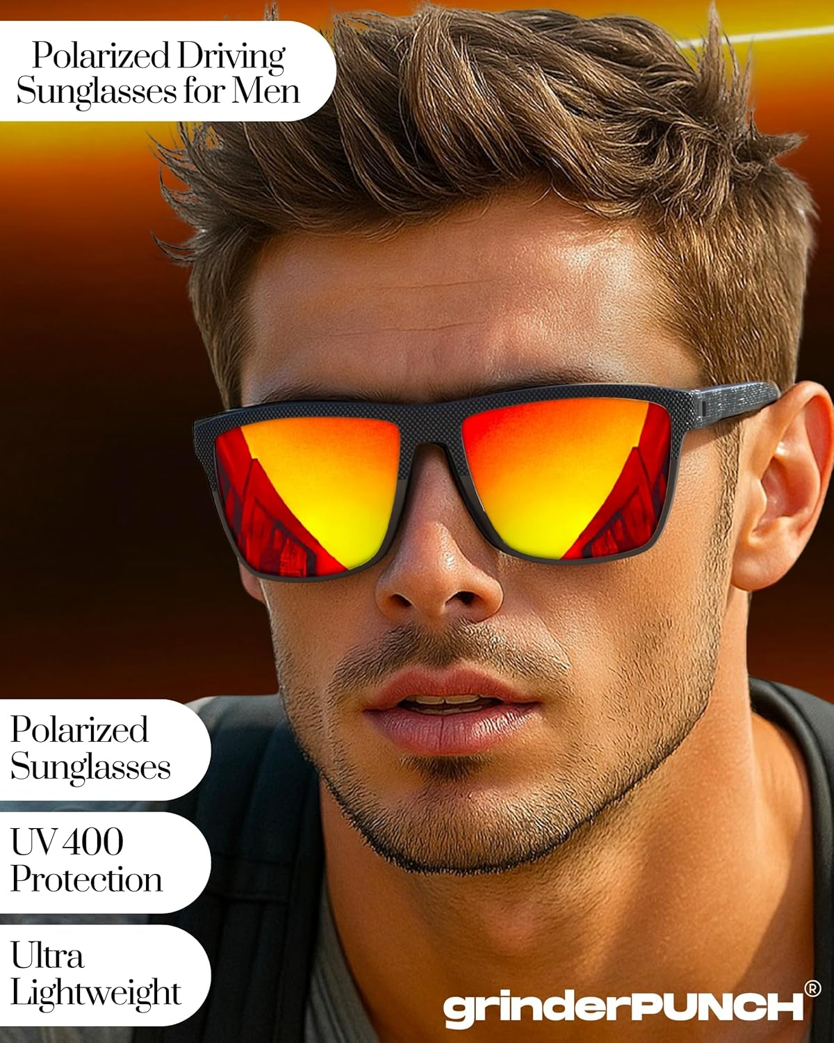 Grinderpunch Polarized Driving Sunglasses for Men and Women UV Protection Lightweight UV400 Protection anti Glare Square Sun Glasses - 2 Pack Black  Blue Polarized image number 5