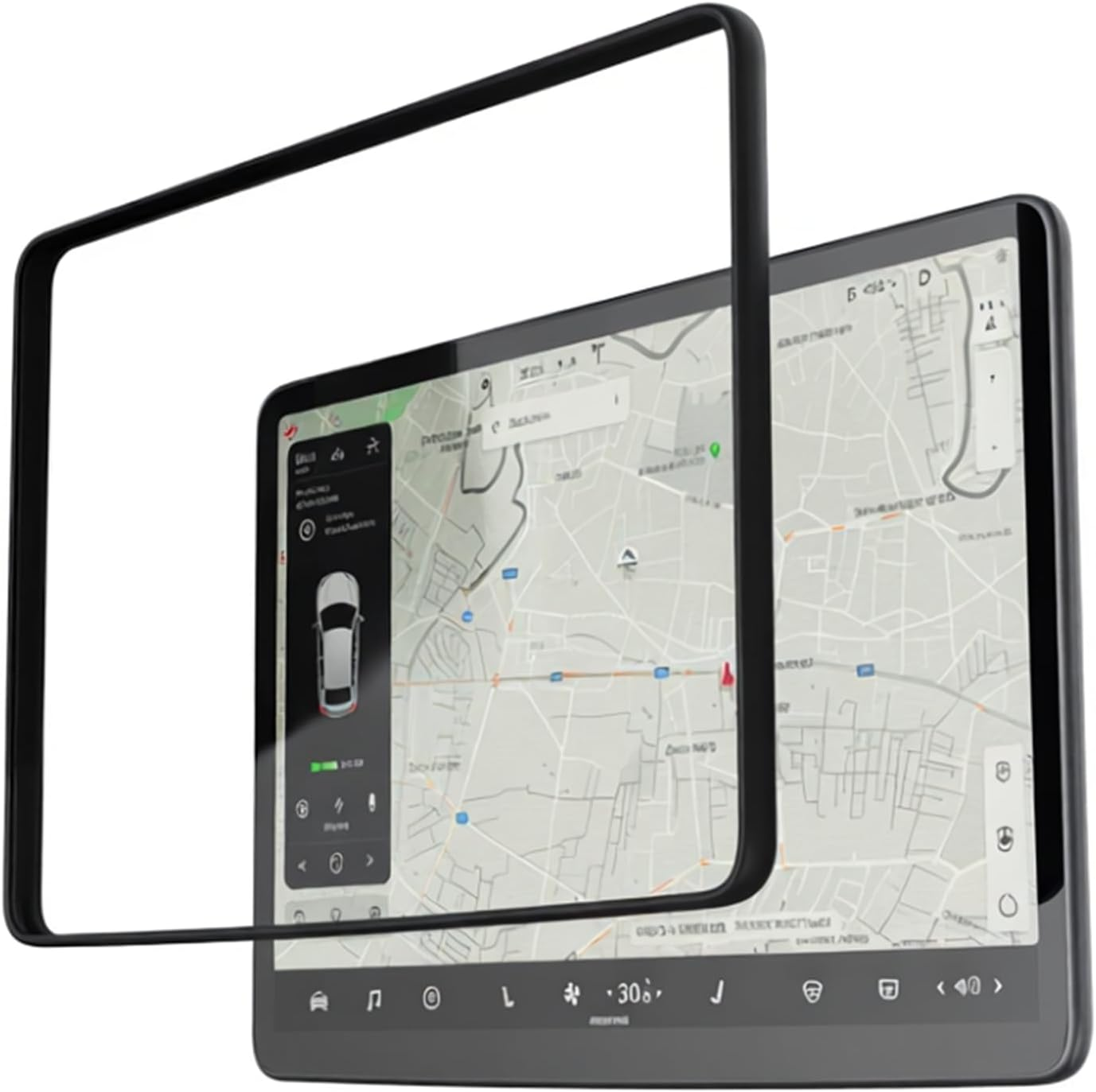 TUDIA 2-In-1 Snap-On Tempered Glass Screen Protector Case for Tesla Model 3 (2017&ndash;2023) & Model Y (2020&ndash;2024) &ndash; 15" Touchscreen Anti-Glare Scratch-Resistant Cover (Black) image number 2