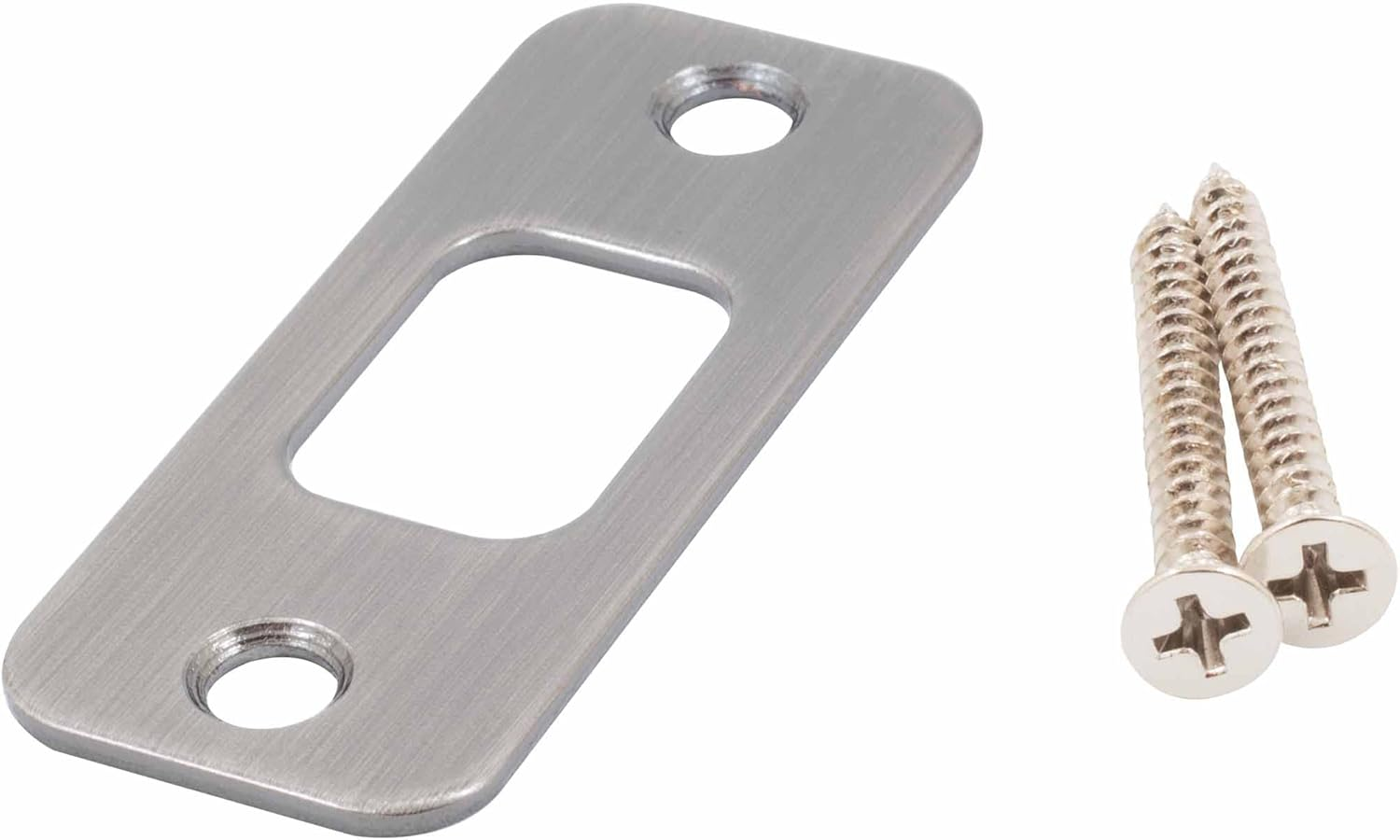 Round Corner Deadbolt Strike Plate, 1-1/8" X 2-3/4", 2-1/8" Center-To-Center, Antique Brass by Stone Harbor Hardware image number 3