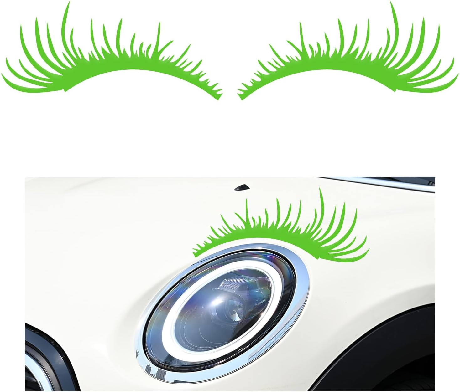 2 PCS Car Headlight Eyelash Stickers, Cute Fake Eyelashes Decal for Bumper Auto Body Window, Waterproof Reflective PET Charming Eyelash Sticker Funny Decor for Car SUV Truck (Black) - Blue image number 2