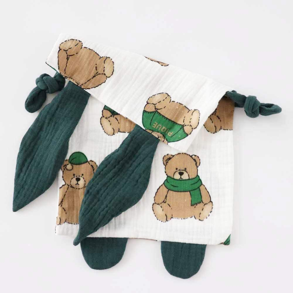 Bunny Security Blanket for Boys and Girls,Cotton Soft Breathable Muslin Soothing Towel Appeasing Toy for Infant and Toddler,2 Pcs Set(Bigbear&Cactus) image number 5