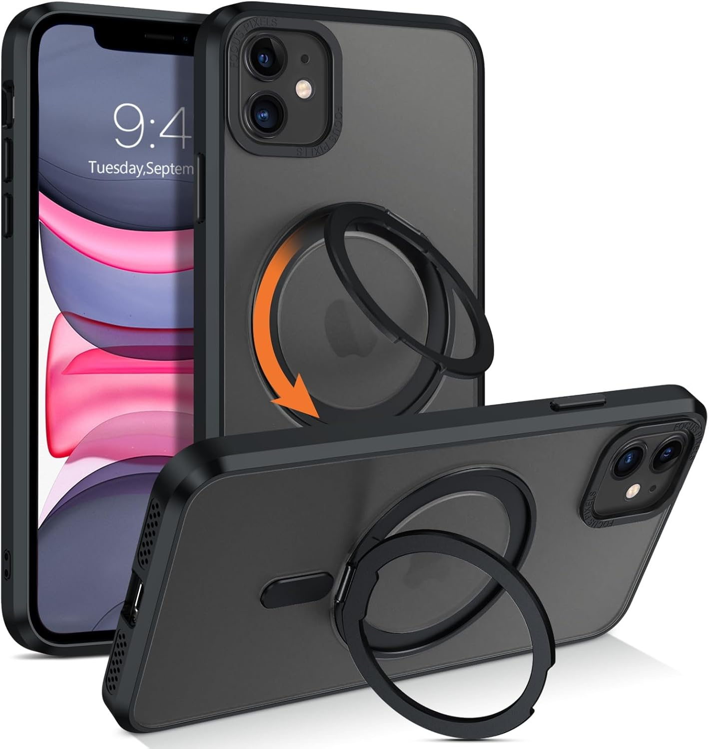 BENTOBEN Iphone 14 Pro Max Case, Magnetic Transparent Phone Case with Ring Holder, [Compatible with Magsafe] 360&deg; Rotatable Stand Flat Full Protection Slim Cases for Iphone 14 Pro Max 6.7 Inch, Clear